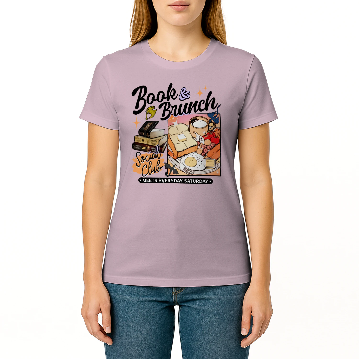 Book Brunch Heavy Cotton Light Colors T-shirt 1 Side, Social Club Gildan Tee, Readers Club Shirt, Book Lover Gifts