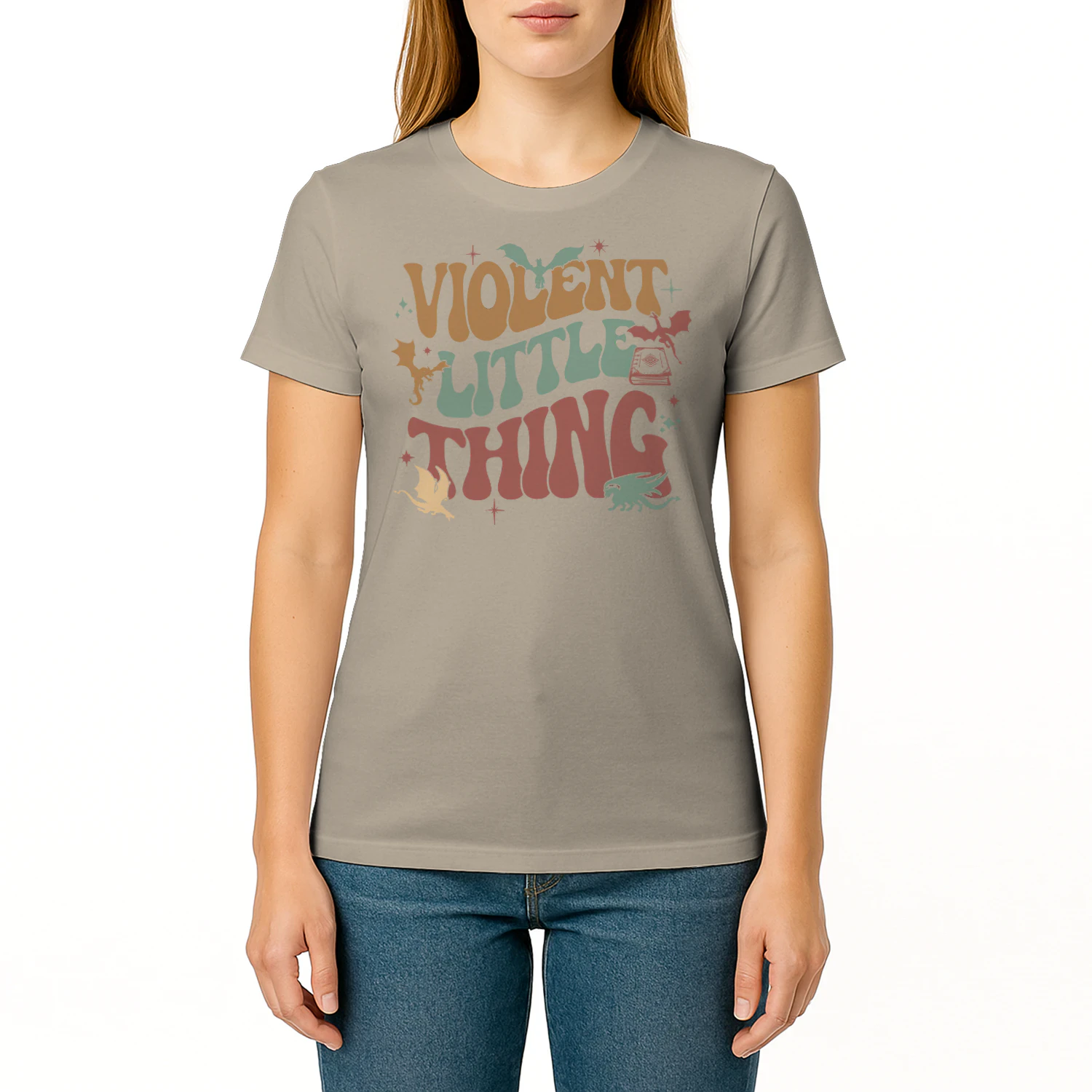 Violent Little Thing Heavy Cotton Light Colors T-shirt 1 Side, Fourth Wing Gildan Tee, Romantasy Book Shirt, Book Gifts