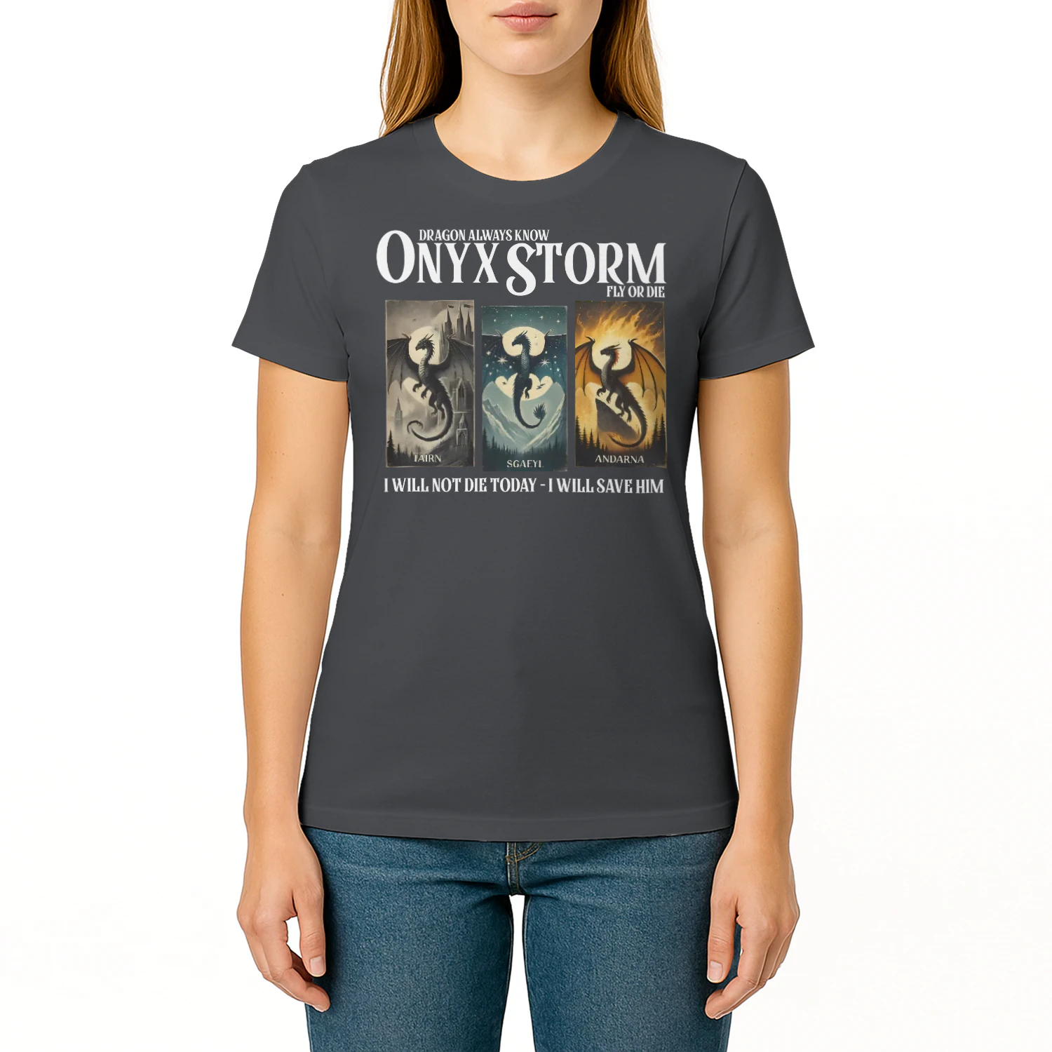 Onyx Storm Heavy Cotton Dark Colors T-shirt 1 Side, The Empyrean Series Gildan Tee, Fantasy Romance Book Shirt, Book Lover Gifts
