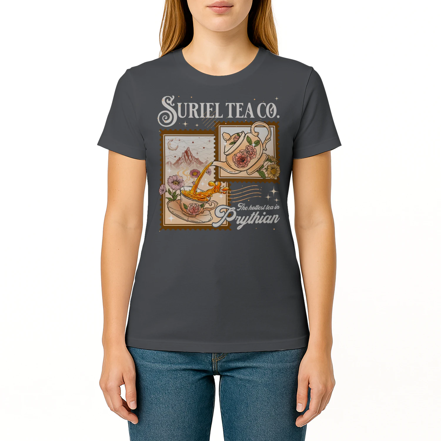 Suriel Tea Co Heavy Cotton Dark Colors T-shirt 1 Side, Acotar Series Gildan Tee, Fantasy Romance Book Shirt, Book Lover Gifts