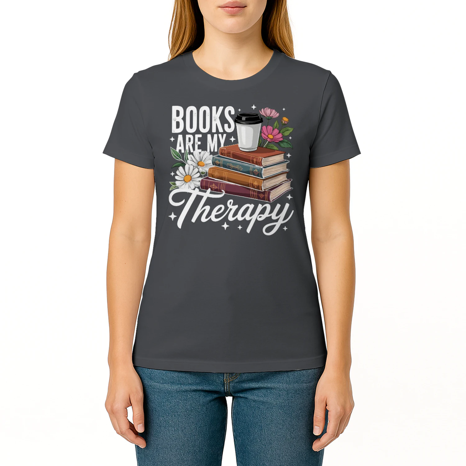 Book Are My Therapy V2 Heavy Cotton Dark Colors T-shirt 1 Side, Book Club Gildan Tee, Readers Club Shirt, Book Lover Gifts