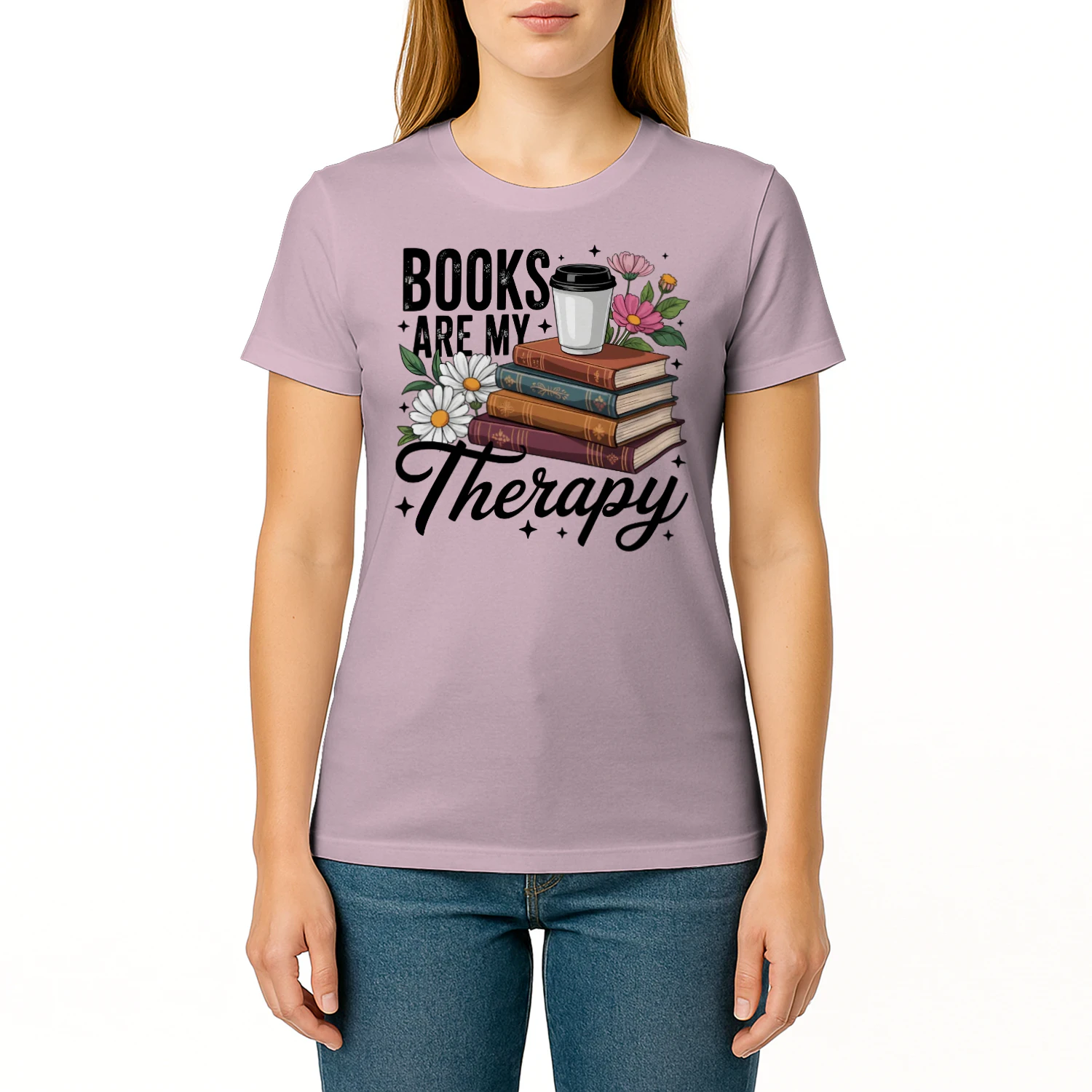 Book Are My Therapy V2 Heavy Cotton Light Colors T-shirt 1 Side, Book Club Gildan Tee, Readers Club Shirt, Book Lover Gifts