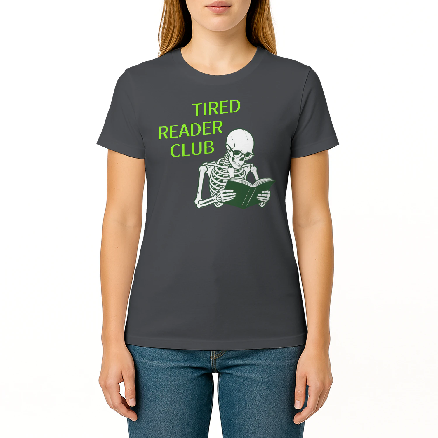 Tired Reader Club Heavy Cotton Dark Colors T-shirt 1 Side, Book Club Gildan Tee, Readers Club Shirt, Book Lover Gifts