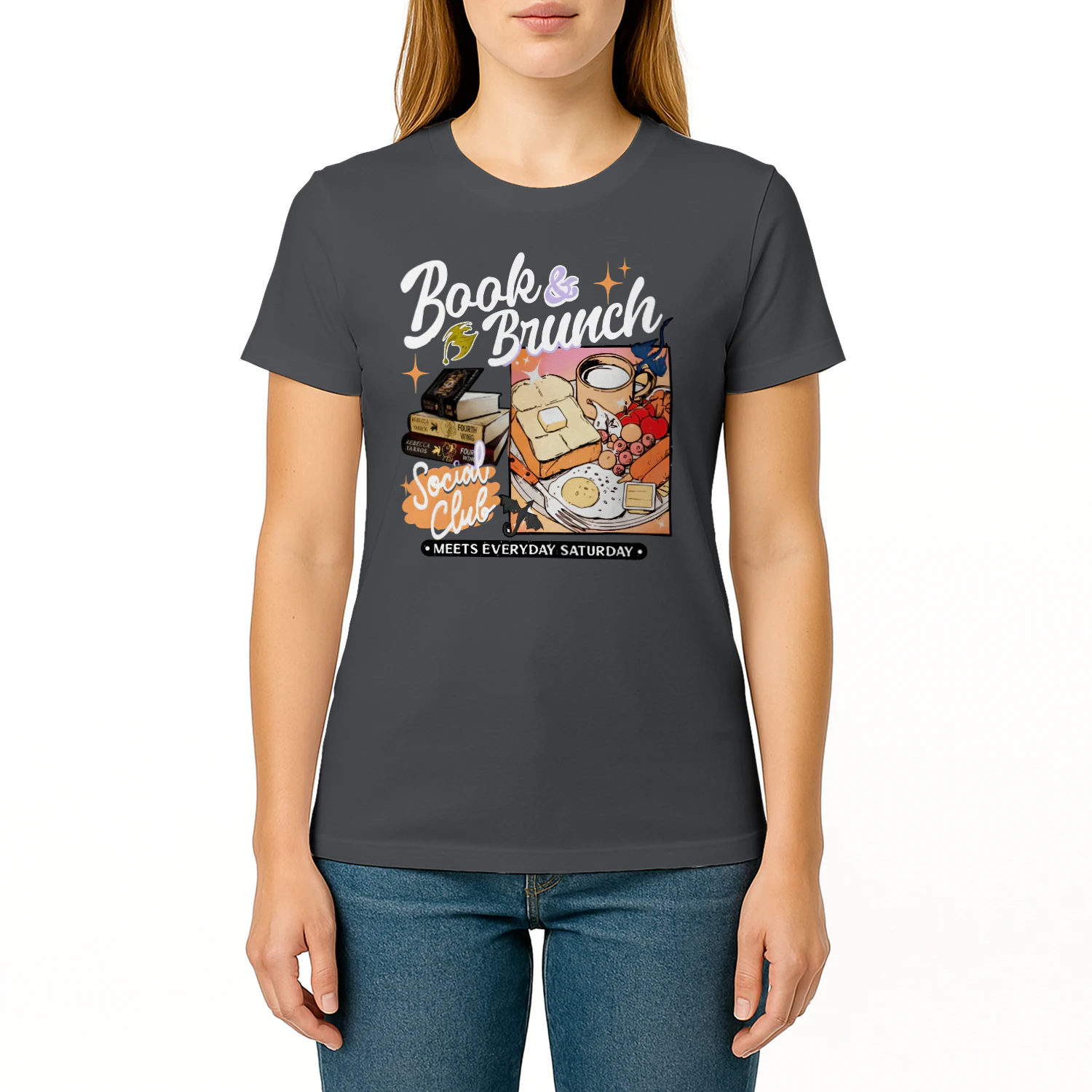 Book Brunch Heavy Cotton Dark Colors T-shirt 1 Side, Social Club Gildan Tee, Readers Club Shirt, Book Lover Gifts