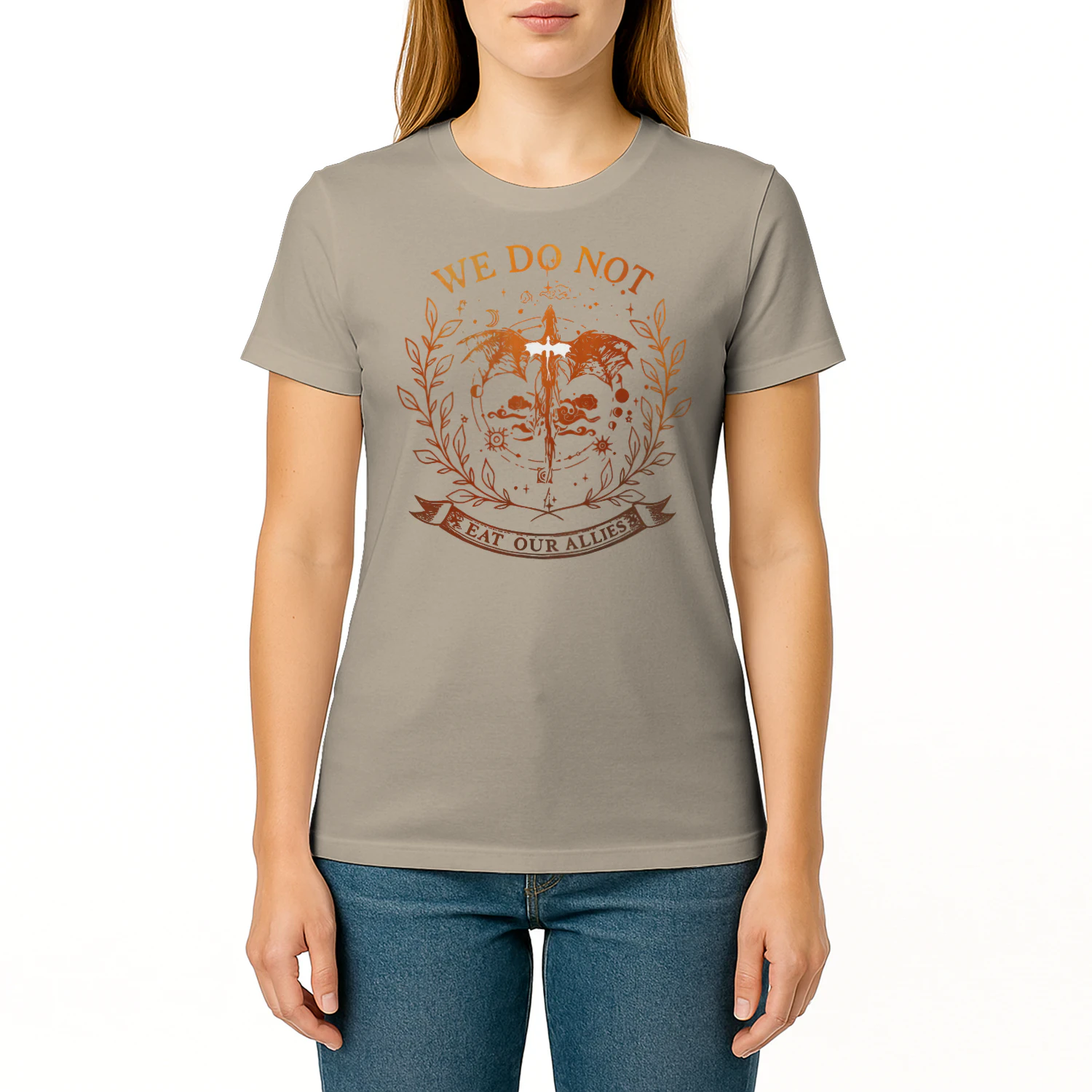 We Do Not Eat Our Allies Heavy Cotton Light Colors T-shirt 1 Side, Fourth Wing Gildan Tee, Fantasy Romance Book Shirt, Book Gifts