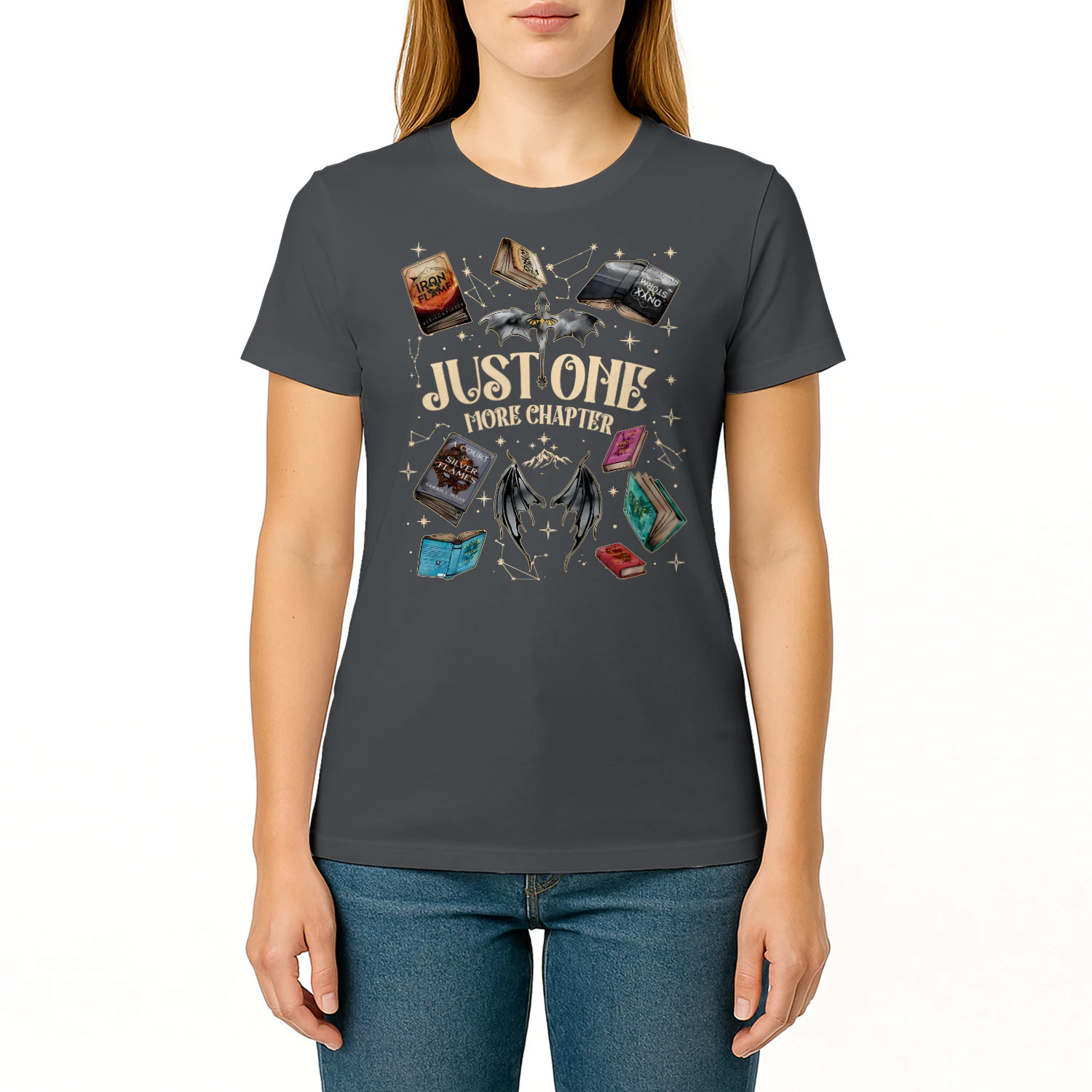Just One More Chapter Heavy Cotton Dark Colors T-shirt 1 Side, Acotar Gildan Tee, Romantasy Shirt, Book Lover Gifts