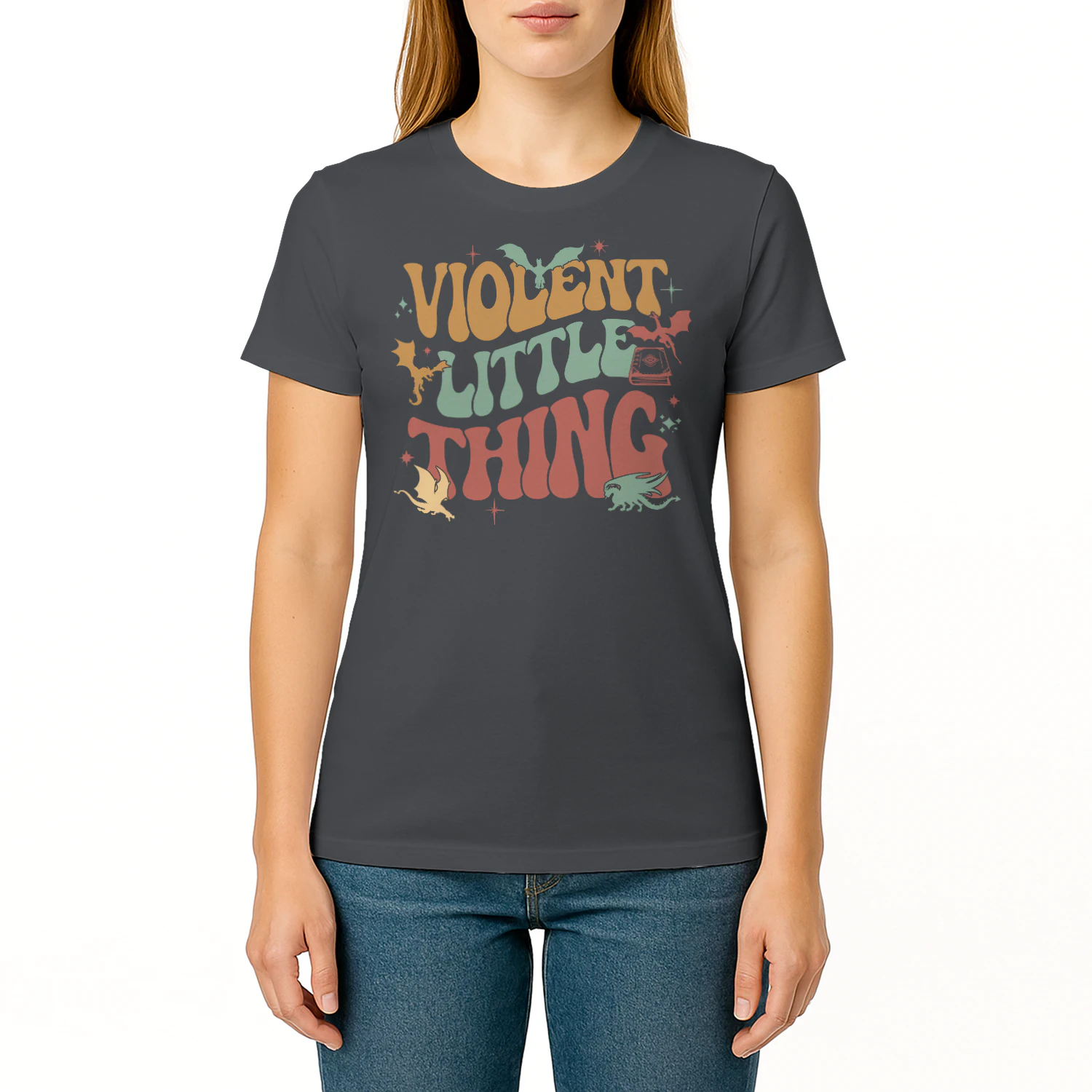 Violent Little Thing Heavy Cotton Dark Colors T-shirt 1 Side, Fourth Wing Gildan Tee, Romantasy Book Shirt, Book Lover Gifts