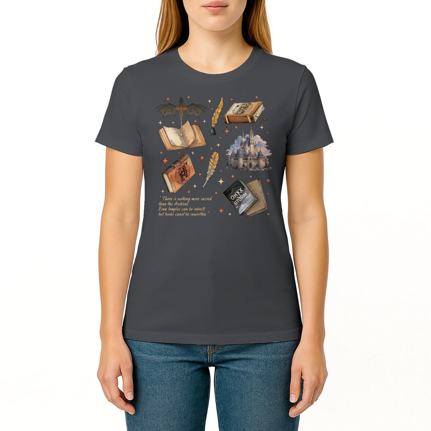 Fourth Wing Heavy Cotton Dark Colors T-shirt 1 Side, The Empyrean Series Gildan Tee, Fantasy Romance Book Shirt, Book Lover Gifts