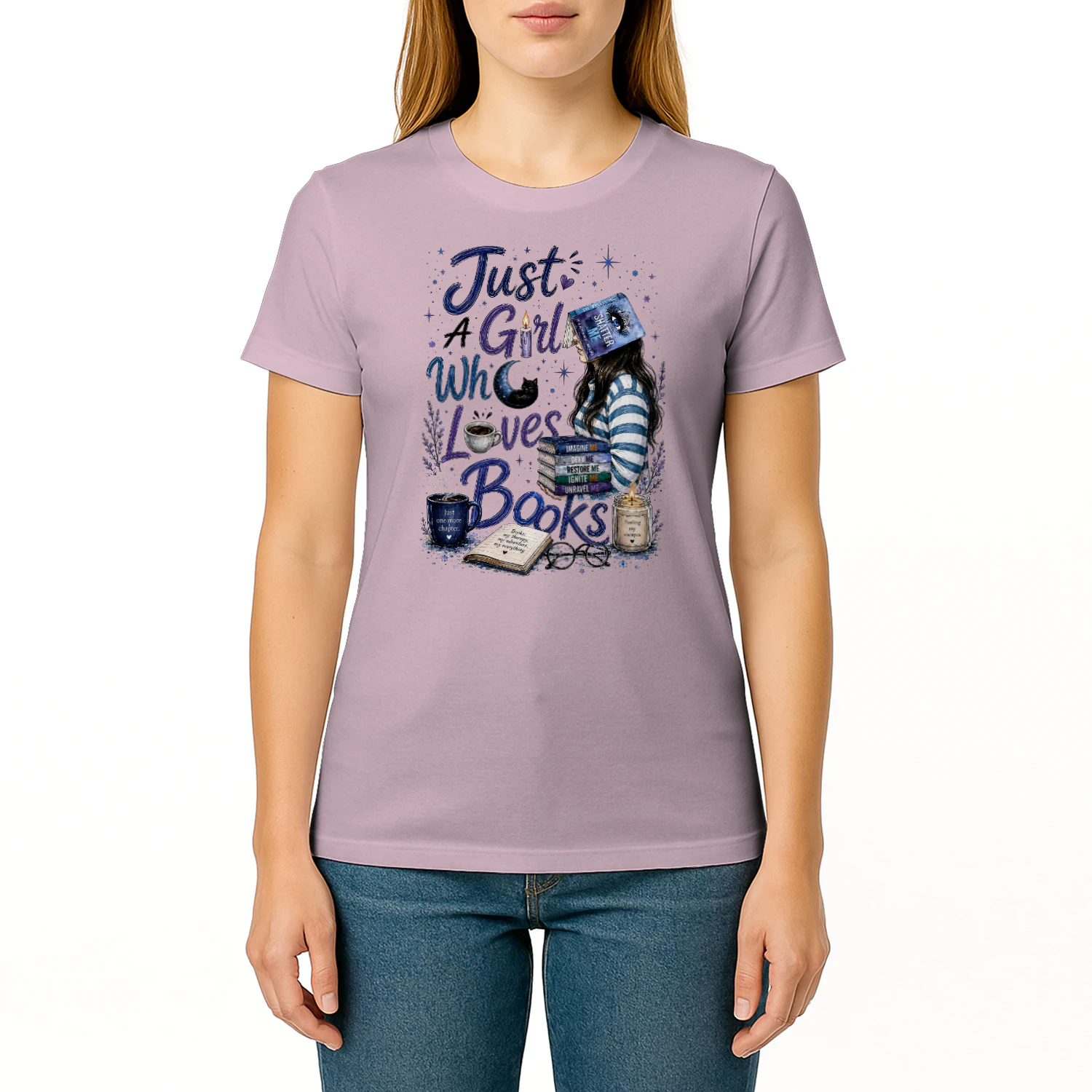 Just A Girl Who Lovers Books Heavy Cotton Light Colors T-shirt 1 Side, Shatter Me Gildan Tee, Romantasy Shirt, Book Lover Gifts