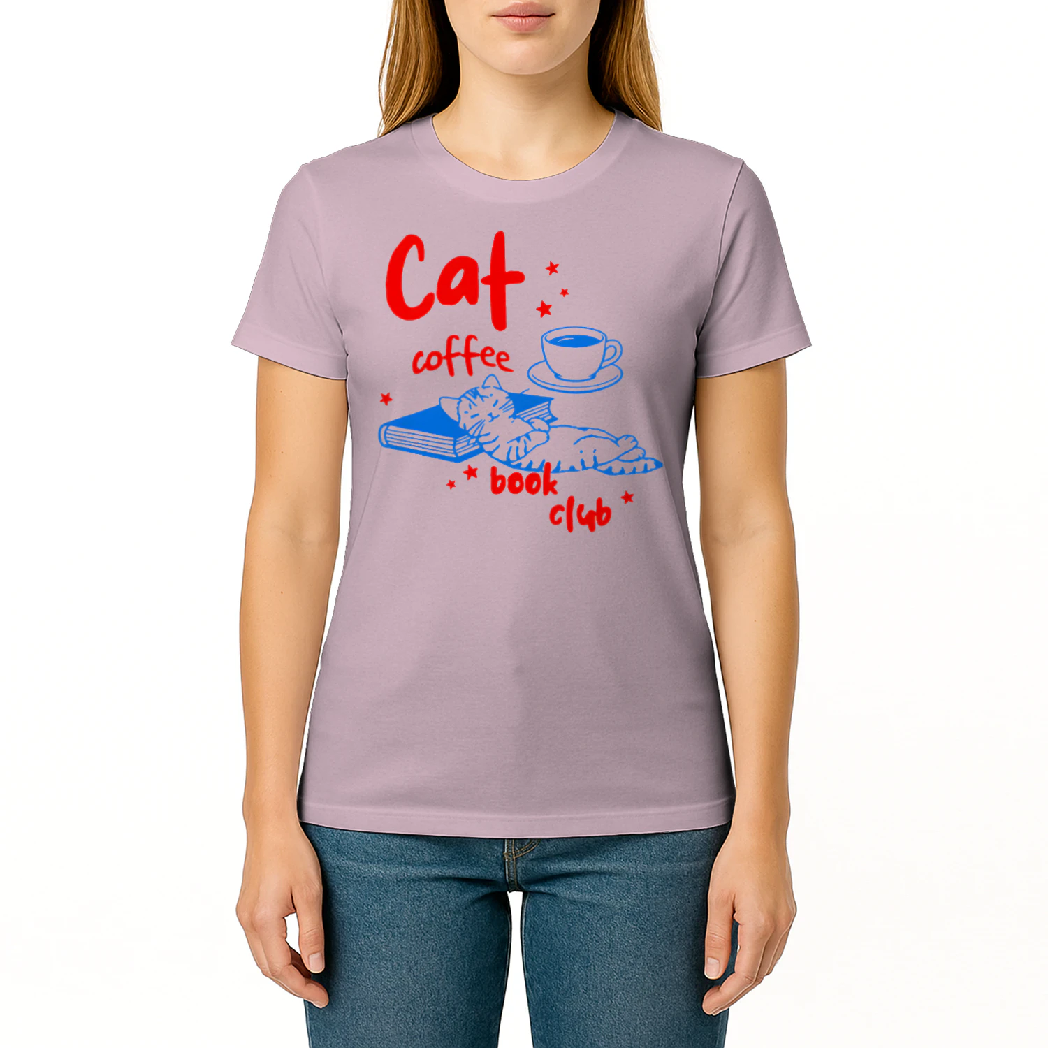 Cat, Coffee, Book Club Heavy Cotton Light Colors T-shirt 1 Side, Book Club Gildan Tee, Readers Club Shirt, Book Lover Gifts