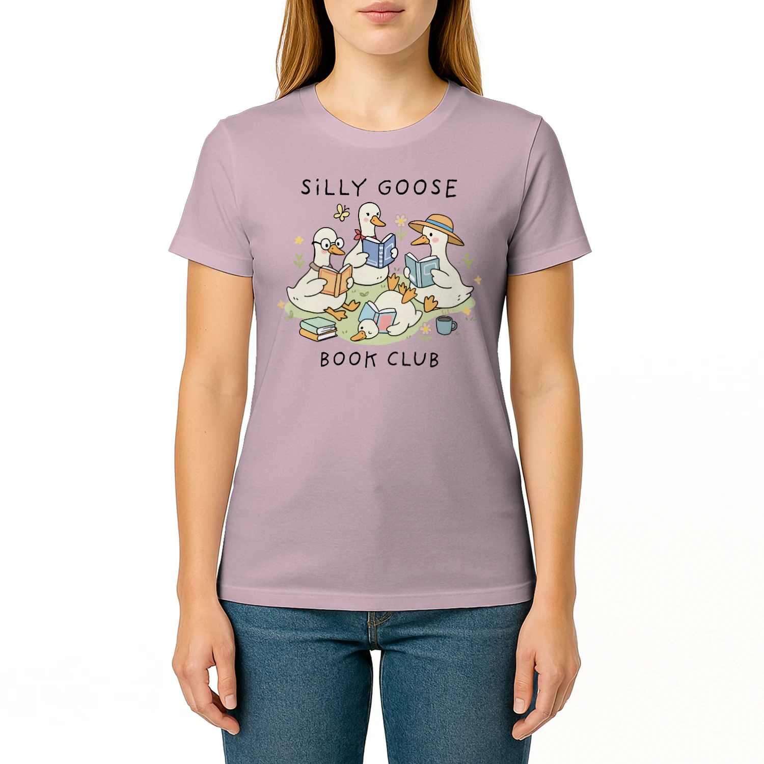 Silly Goose Readers Heavy Cotton Light Colors T-shirt 1 Side, Funny Book Club Gildan Tee, Readers Club Shirt, Book Lover Gifts
