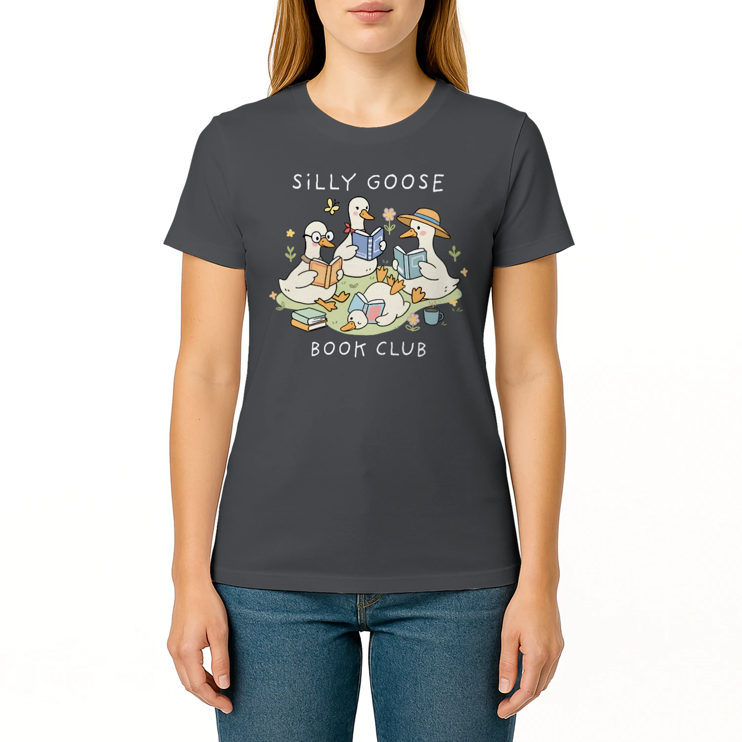 Silly Goose Readers Heavy Cotton Dark Colors T-shirt 1 Side, Funny Book Club Gildan Tee, Readers Club Shirt, Book Lover Gifts