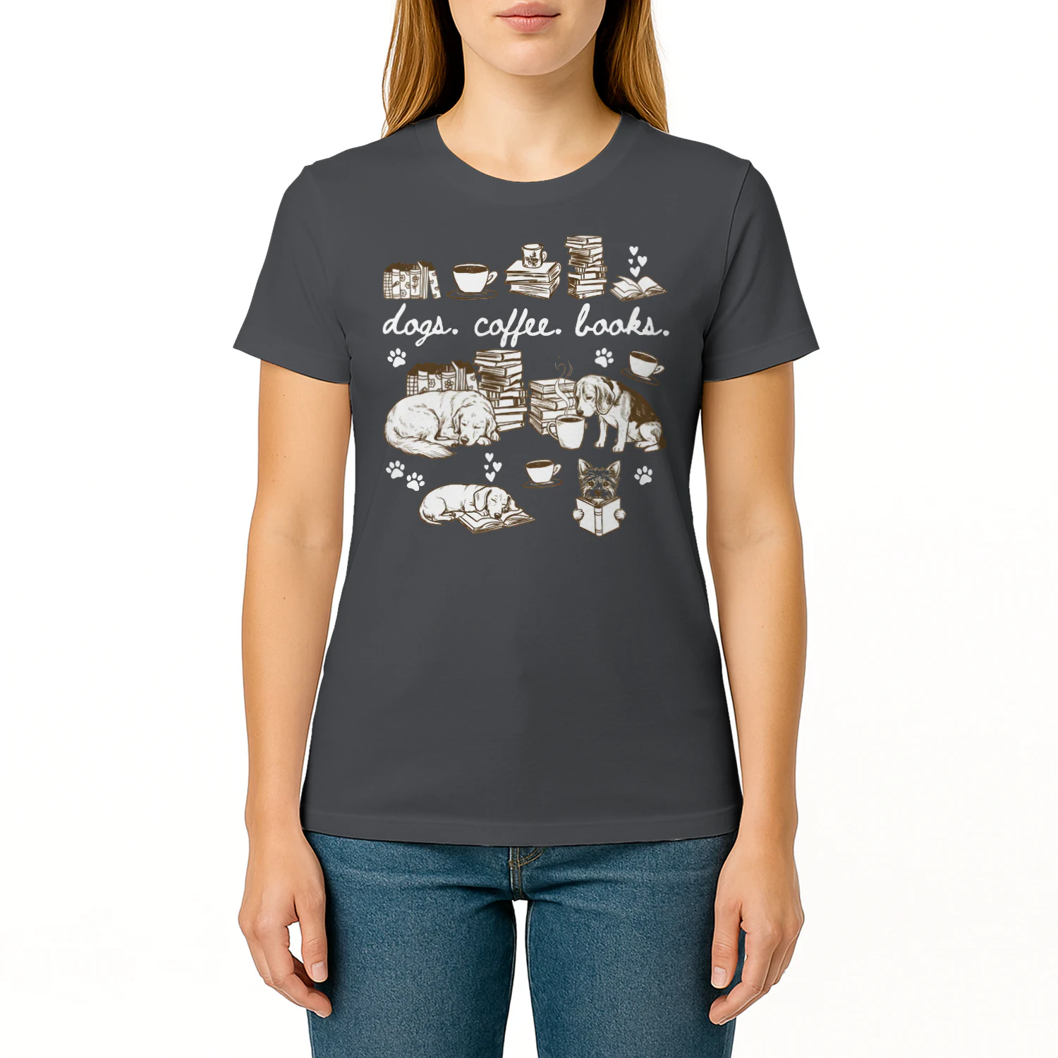 Dogs, Coffee and Book Club Heavy Cotton Dark Colors T-shirt 1 Side, Book Club Gildan Tee, Readers Club Shirt, Book Lover Gifts