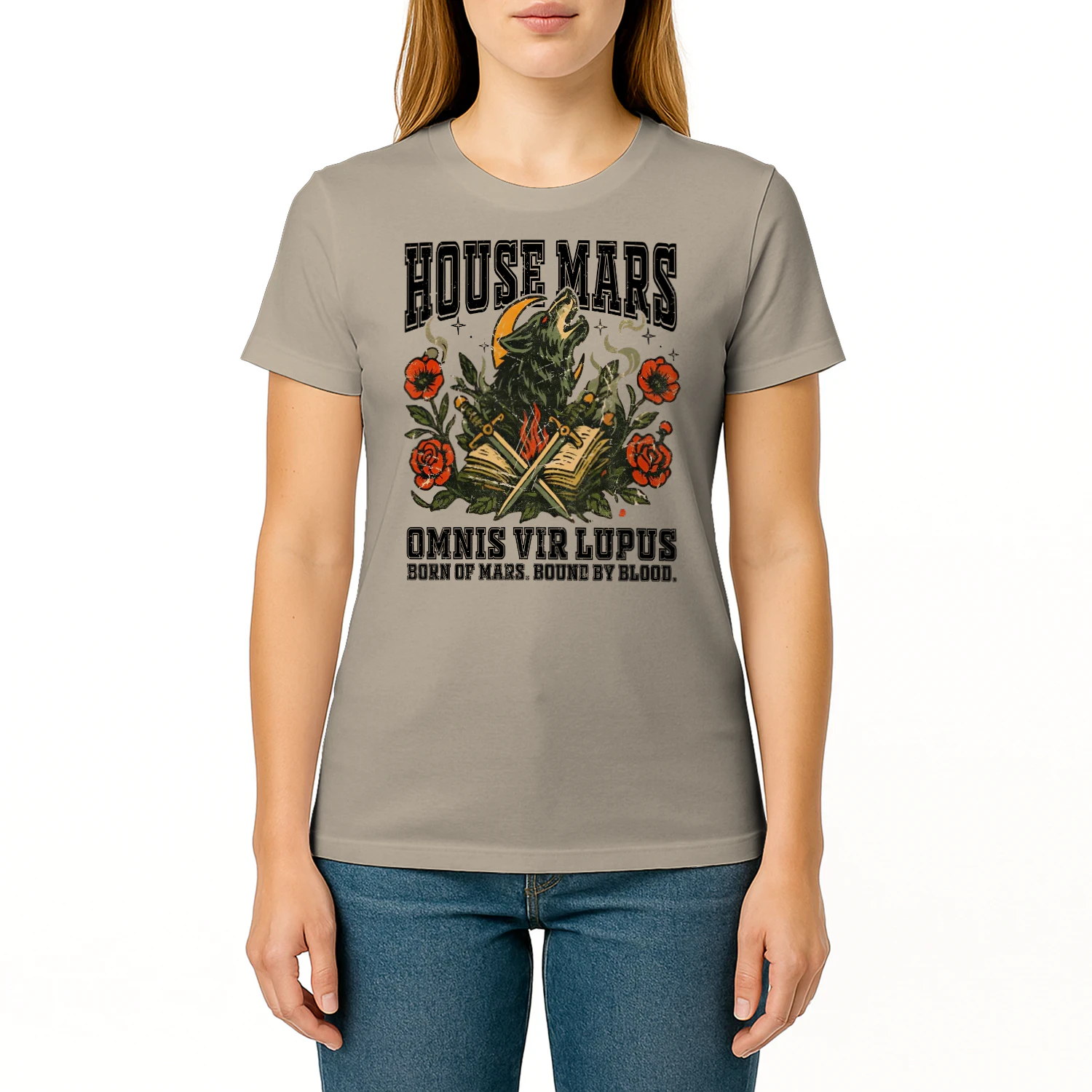 House Mars Heavy Cotton Light Colors T-shirt 1 Side, Red Rising Saga Gildan Tee, Science Fiction Book Shirt, Book Gifts