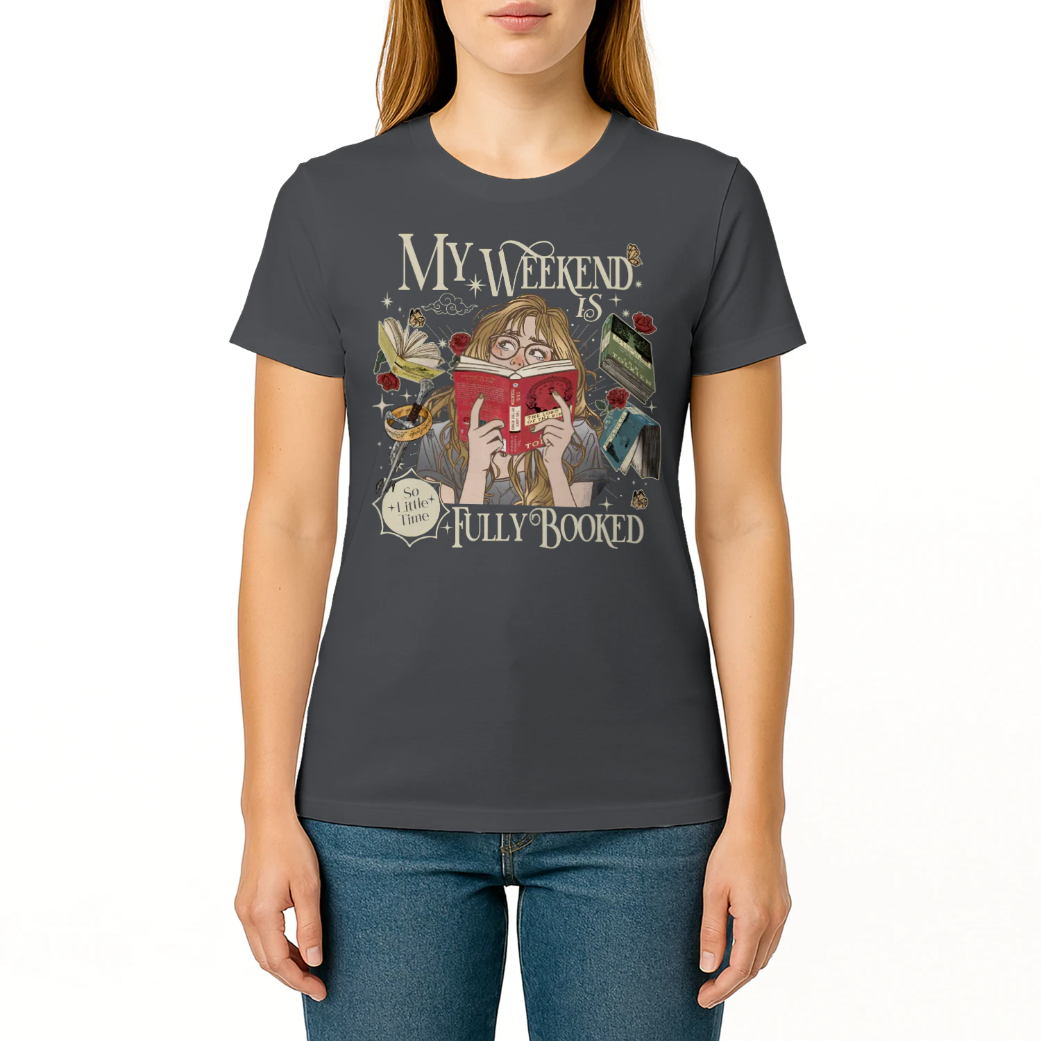 My Weekend Is Fully Booked Heavy Cotton Dark Colors T-shirt 1 Side, The Lord Of The Rings Gildan Tee, Epic Fantasy Shirt, Book Lover Gifts