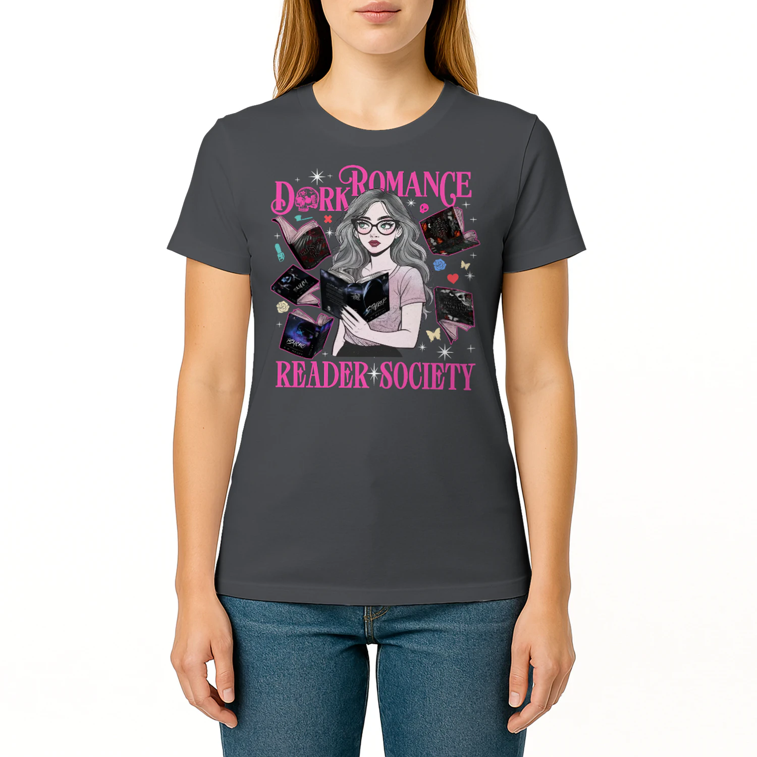 Reader Society Heavy Cotton T-shirt 1 Side, Dark Romance Book Tee, Romantasy Book Shirt, Book Lover Gifts
