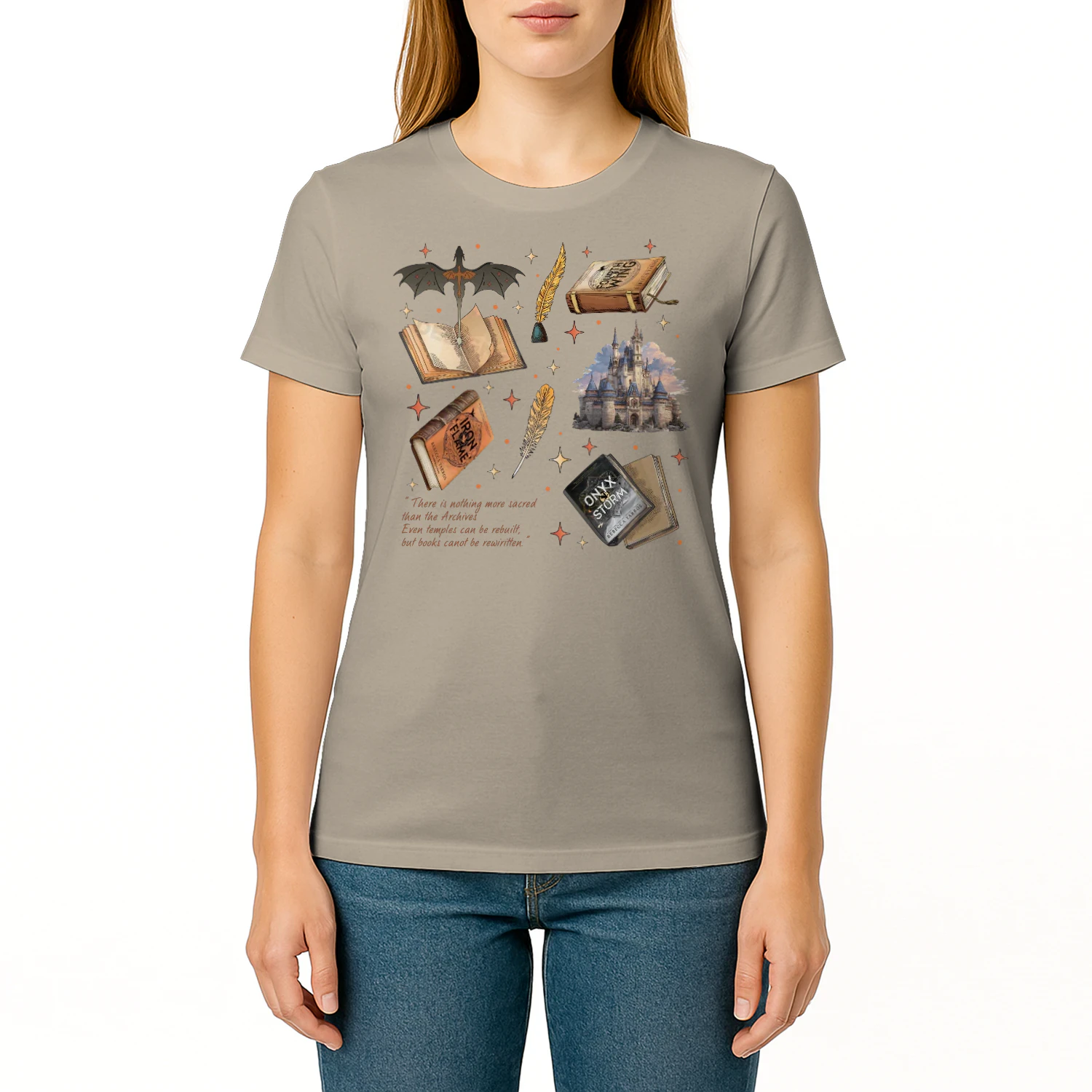 Fourth Wing Heavy Cotton Light Colors T-shirt 1 Side, The Empyrean Series Gildan Tee, Fantasy Romance Book Shirt, Book Gifts