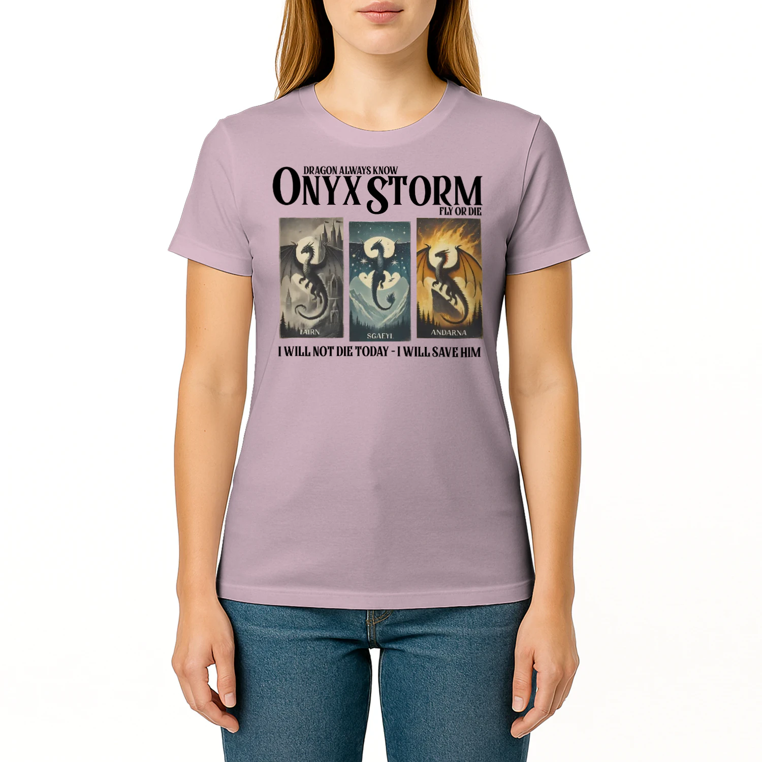 Onyx Storm Heavy Cotton Light Colors T-shirt 1 Side, The Empyrean Series Gildan Tee, Fantasy Romance Book Shirt, Book Lover Gifts