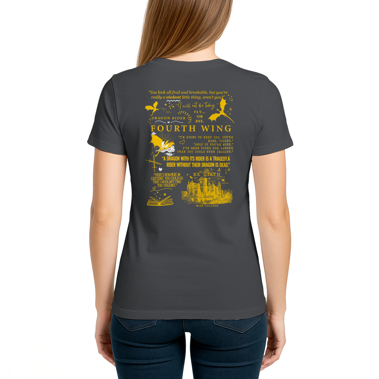 Basgiath War College Heavy Cotton Shirt 2 Side, Fourth Wing Series Tee, Romantasy Shirt, Book Lover Gifts
