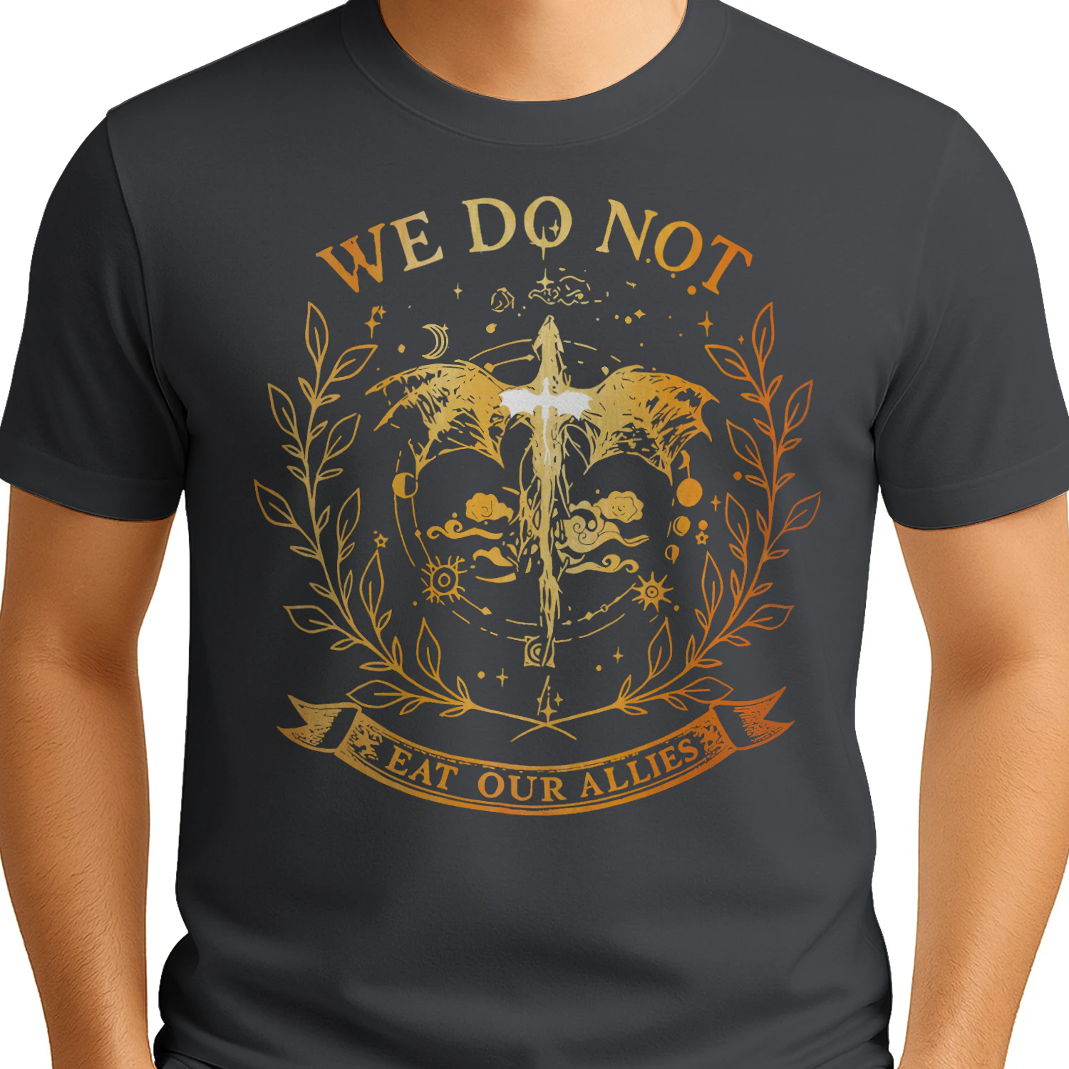 We Do Not Eat Our Allies Heavy Cotton Dark Colors T-shirt 1 Side, Fourth Wing Gildan Tee, Fantasy Romance Book Shirt, Book Lover Gifts