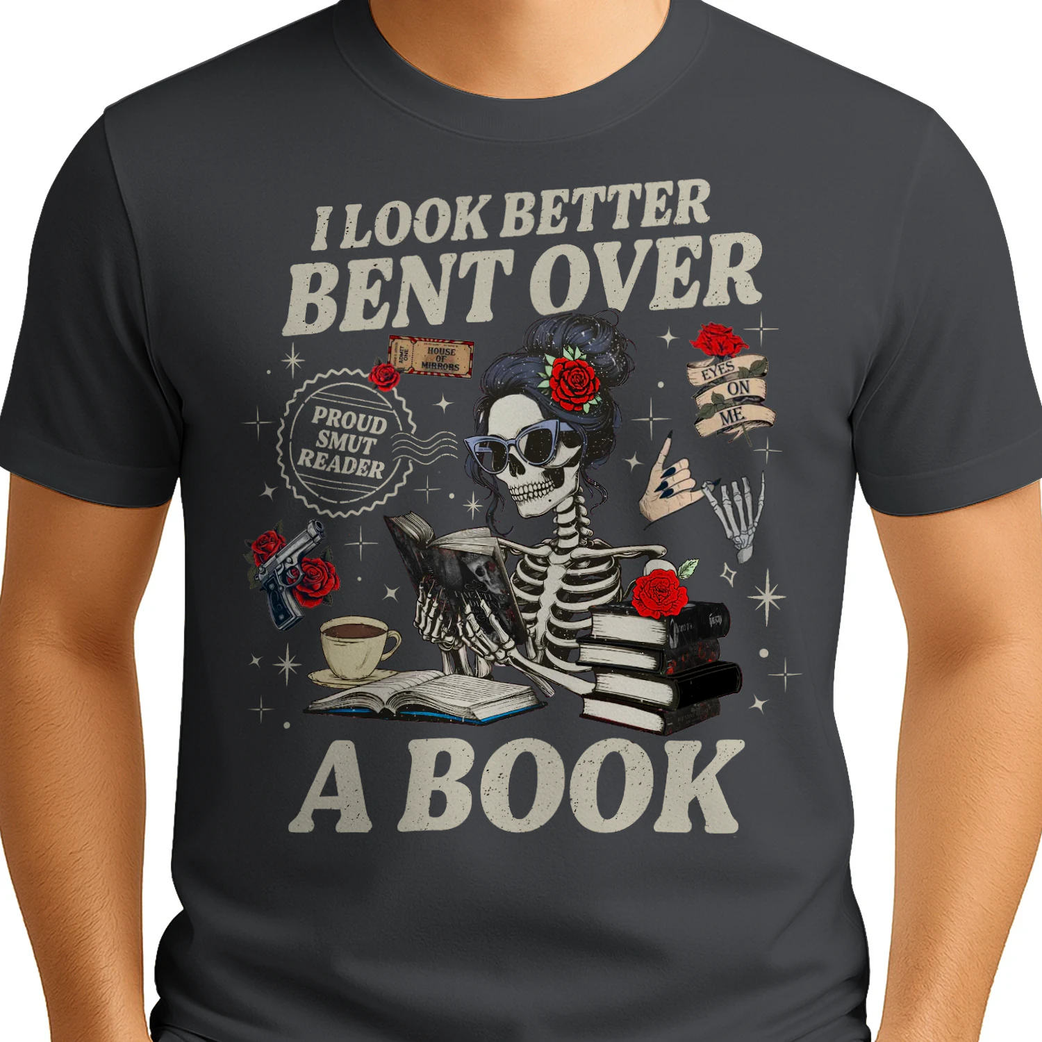 I Look Better Bent Over A Book Heavy Cotton Dark Colors T-shirt 1 Side, Haunting Adeline Gildan Tee, Dark Romance Shirt, Book Lover Gifts