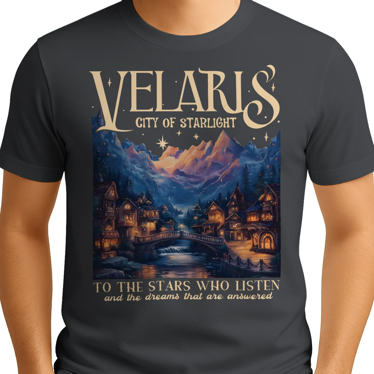 Velaris City Of Starlight Heavy Cotton Dark Colors T-shirt 1 Side, Acotar Series Gildan Tee, Fantasy Romance Book Shirt, Book Lover Gifts