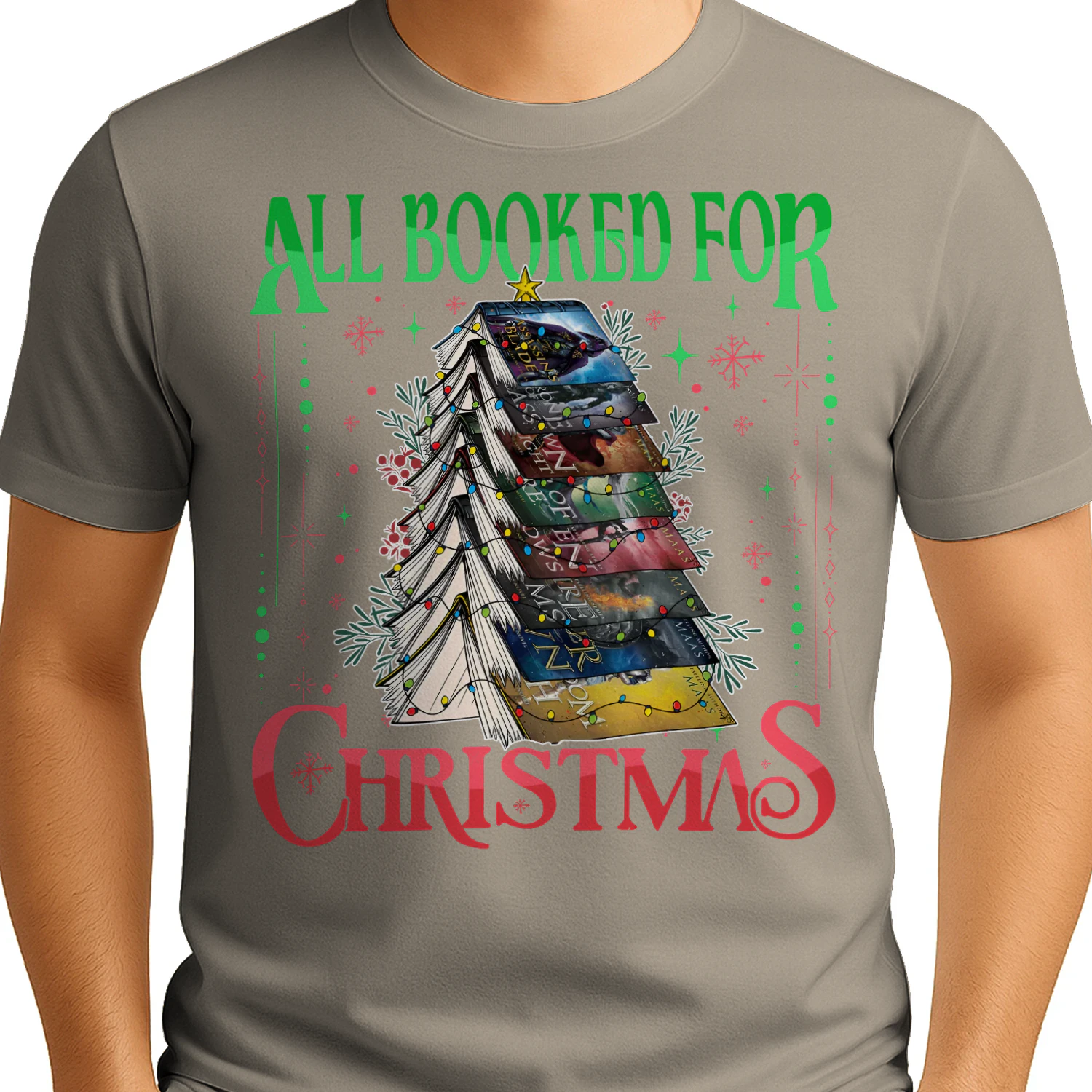 All Booked For Christmas Heavy Cotton Light Colors T-shirt 1 Side, Acotar Gildan Tee, Romantasy Book Shirt, Book Gifts
