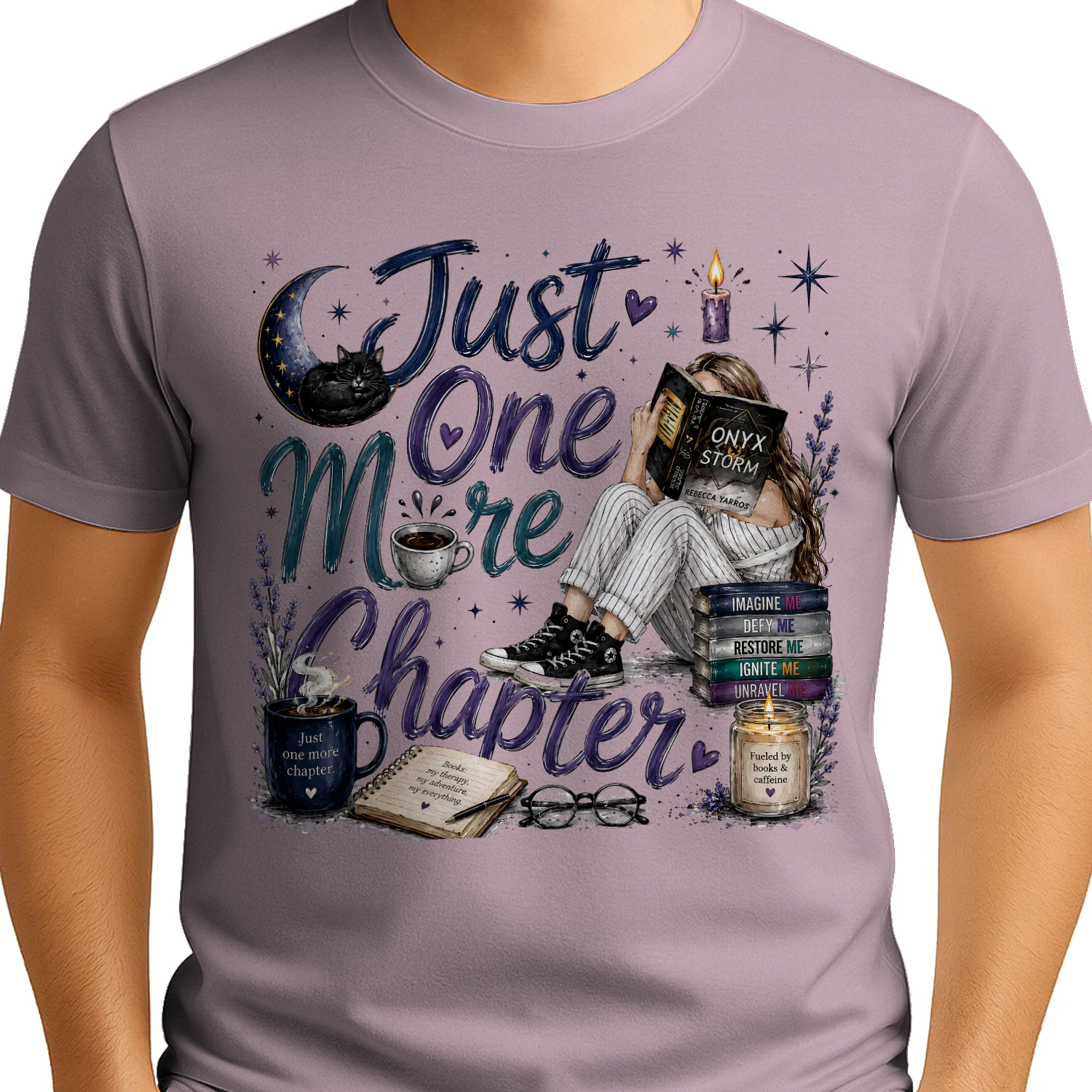 Just One More Chapter Heavy Cotton Light Colors T-shirt 1 Side, Fourth Wing Gildan Tee, Romantasy Shirt, Book Lover Gifts