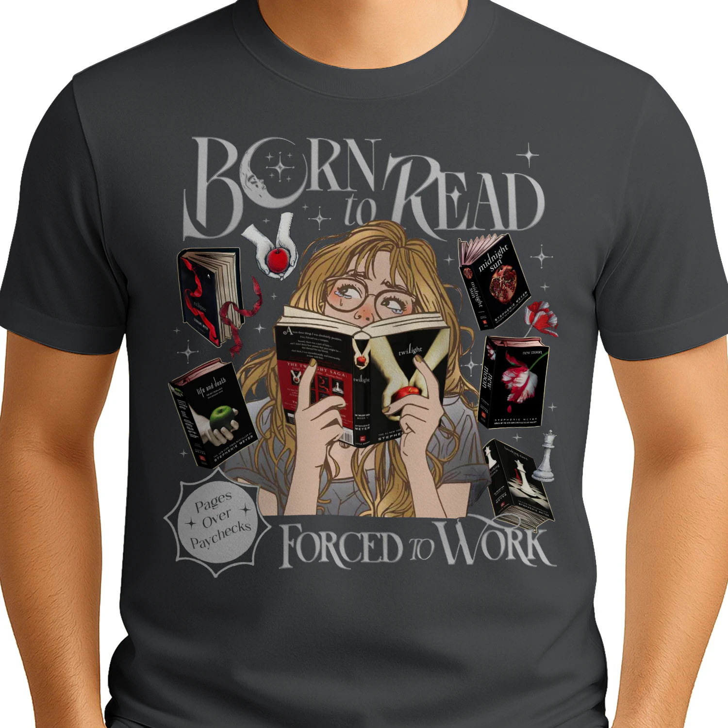 Twilight Series Heavy Cotton Dark Colors T-shirt 2 Side, Young Adult Gildan Tee, Fantasy Romance Book Shirt, Book Lover Gifts