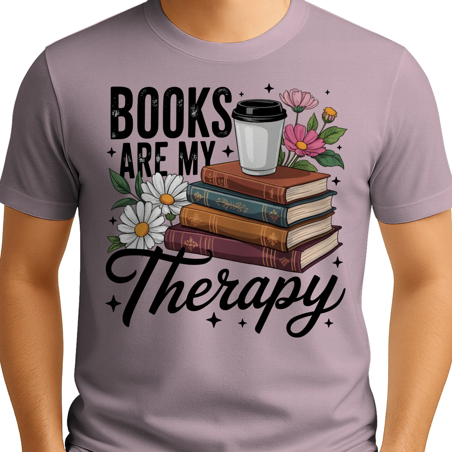 Book Are My Therapy V2 Heavy Cotton Light Colors T-shirt 1 Side, Book Club Gildan Tee, Readers Club Shirt, Book Lover Gifts