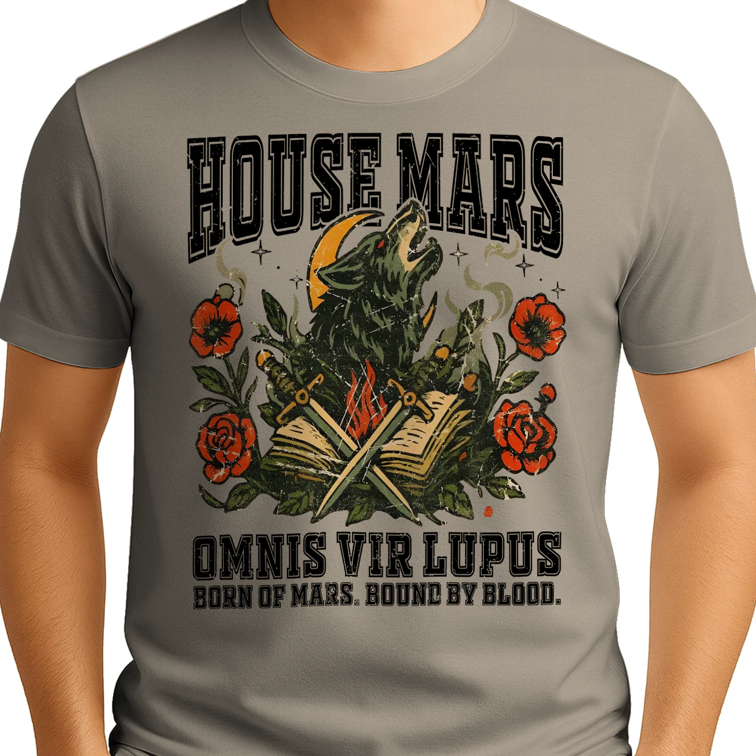 House Mars Heavy Cotton Light Colors T-shirt 1 Side, Red Rising Saga Gildan Tee, Science Fiction Book Shirt, Book Gifts