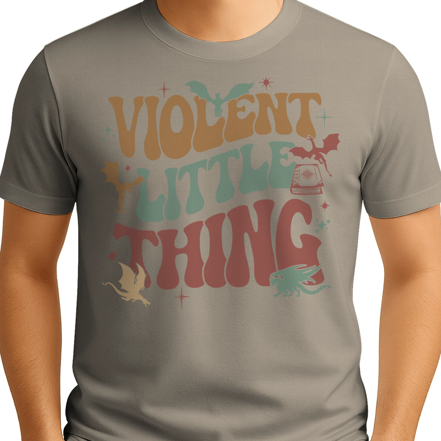 Violent Little Thing Heavy Cotton Light Colors T-shirt 1 Side, Fourth Wing Gildan Tee, Romantasy Book Shirt, Book Gifts