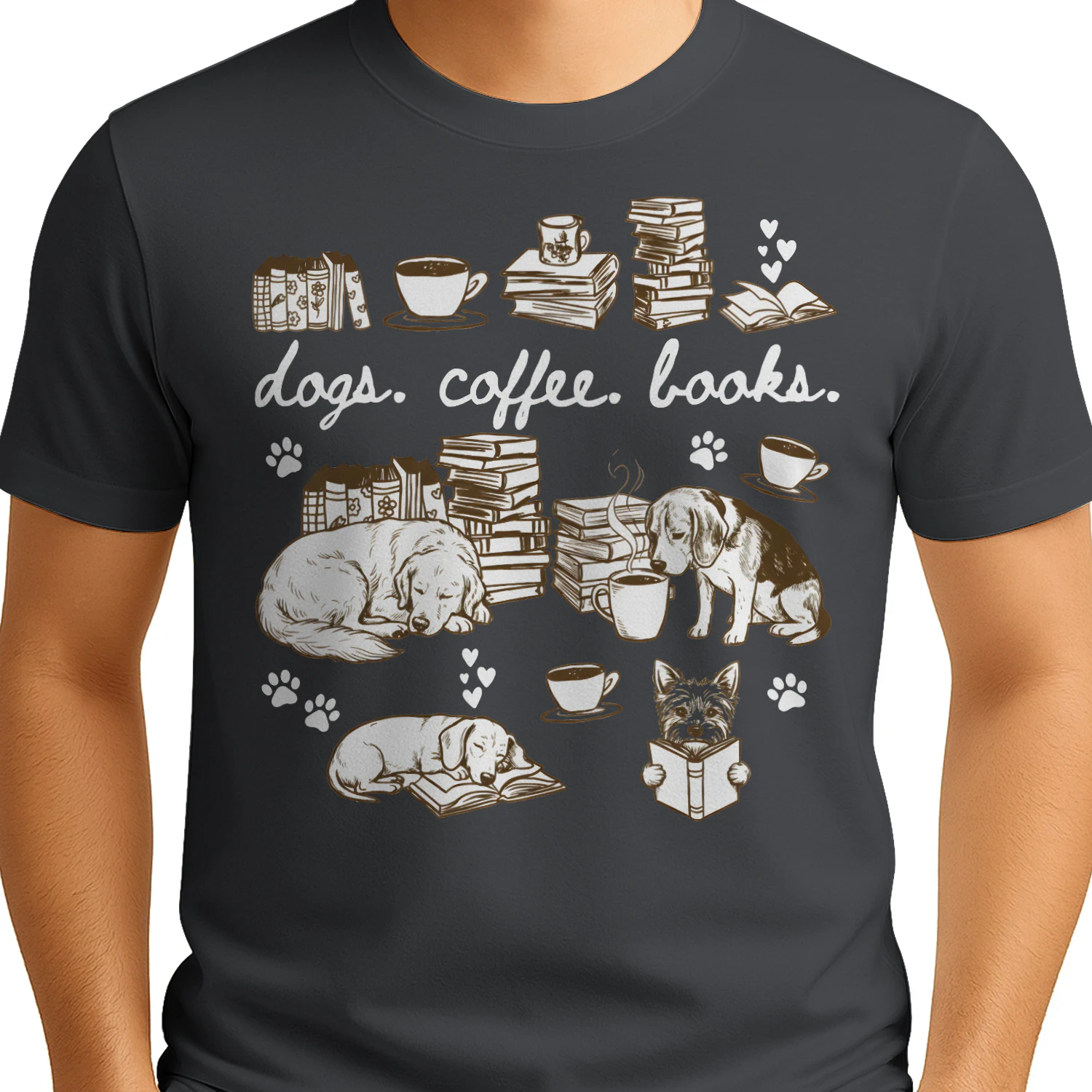 Dogs, Coffee and Book Club Heavy Cotton Dark Colors T-shirt 1 Side, Book Club Gildan Tee, Readers Club Shirt, Book Lover Gifts