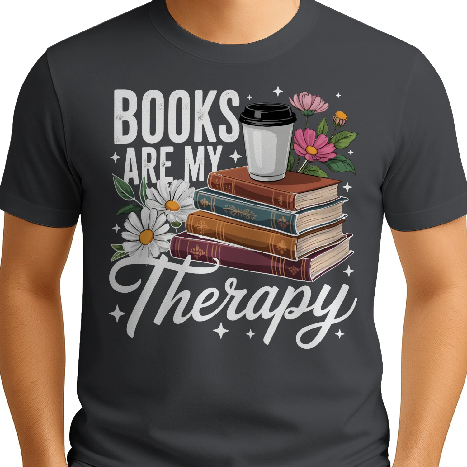 Book Are My Therapy V2 Heavy Cotton Dark Colors T-shirt 1 Side, Book Club Gildan Tee, Readers Club Shirt, Book Lover Gifts