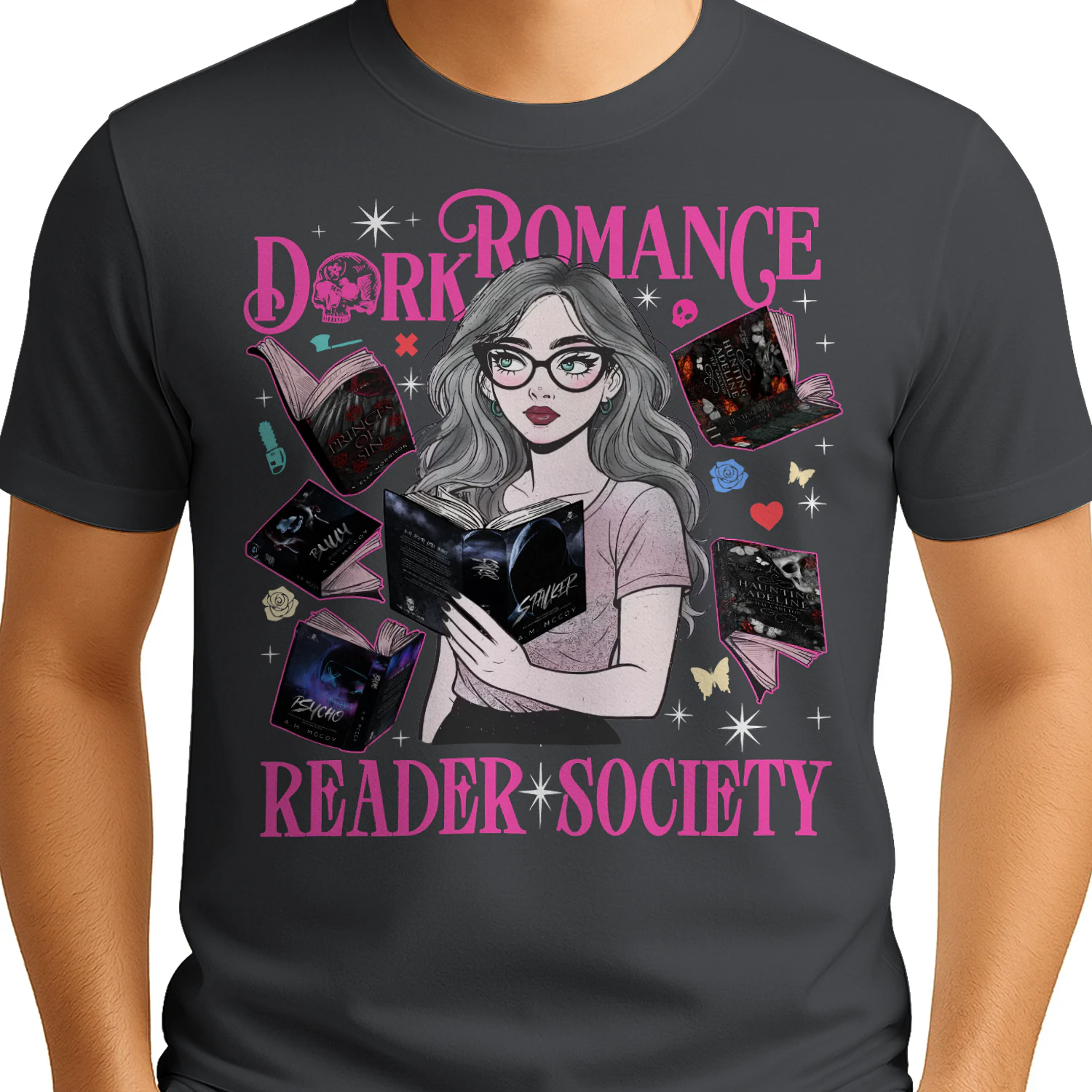 Reader Society Heavy Cotton T-shirt 1 Side, Dark Romance Book Tee, Romantasy Book Shirt, Book Lover Gifts