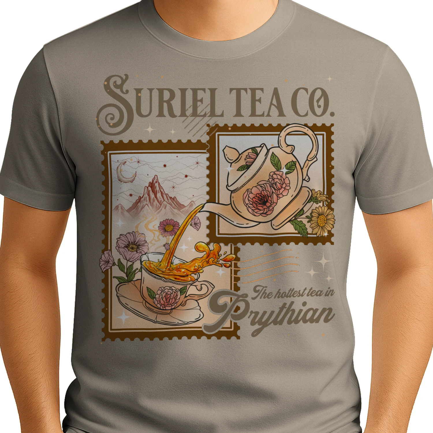 Suriel Tea Co Heavy Cotton Light Colors T-shirt 1 Side, Acotar Series Gildan Tee, Fantasy Romance Book Shirt, Book Lover Gifts