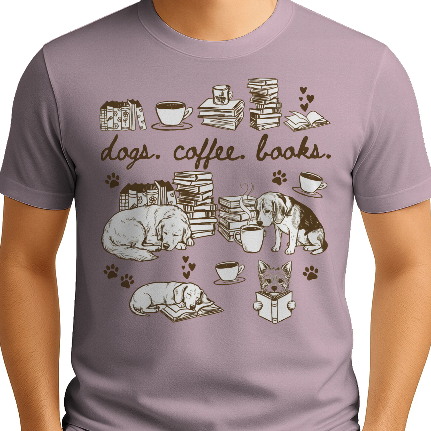 Dogs, Coffee and Book Club Heavy Cotton Light Colors T-shirt 1 Side, Book Club Gildan Tee, Readers Club Shirt, Book Lover Gifts