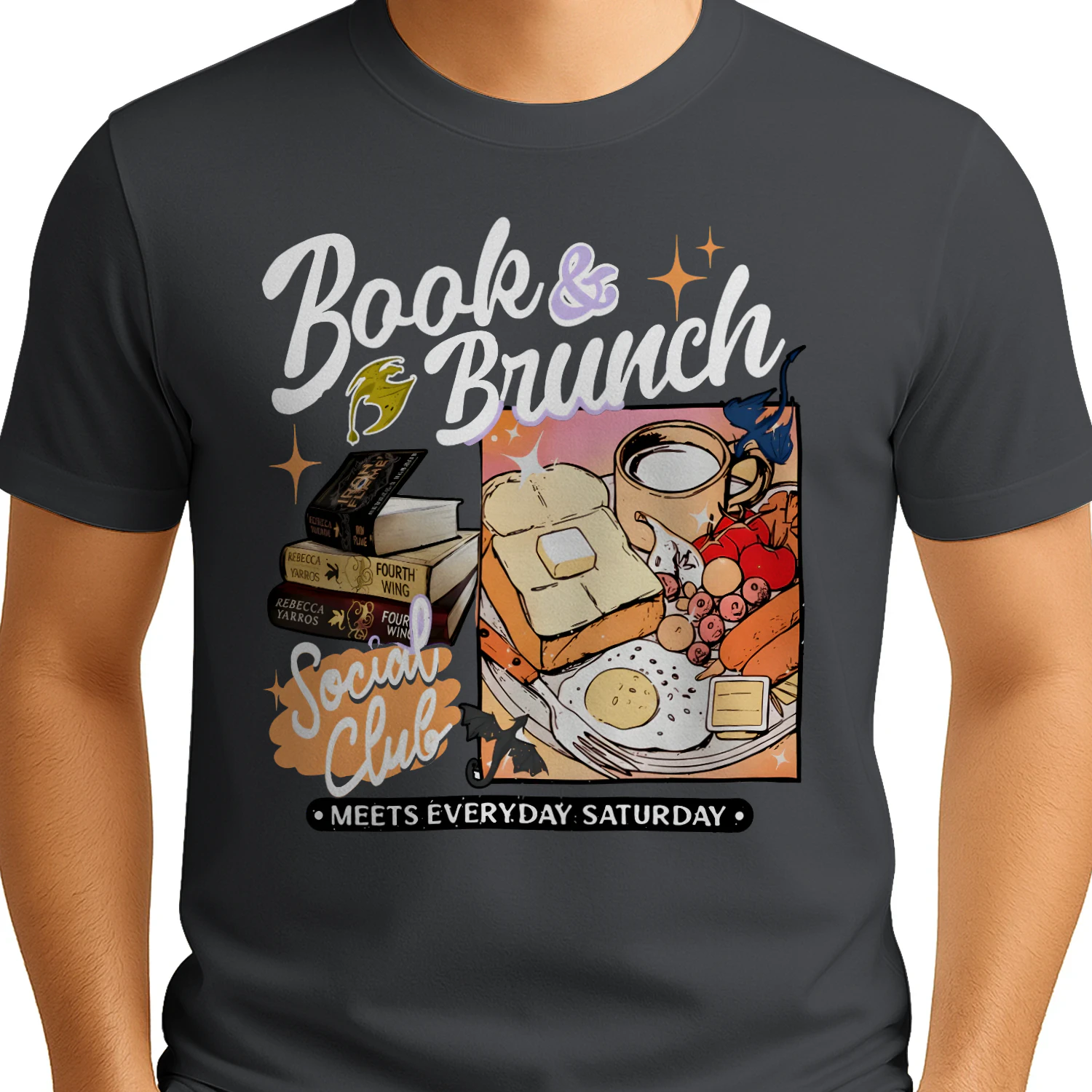 Book Brunch Heavy Cotton Dark Colors T-shirt 1 Side, Social Club Gildan Tee, Readers Club Shirt, Book Lover Gifts