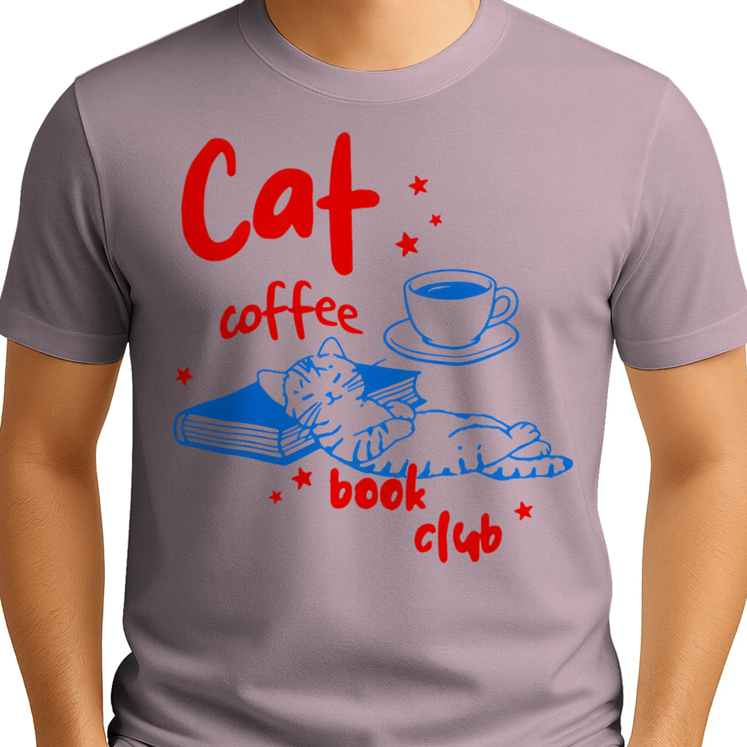 Cat, Coffee, Book Club Heavy Cotton Light Colors T-shirt 1 Side, Book Club Gildan Tee, Readers Club Shirt, Book Lover Gifts