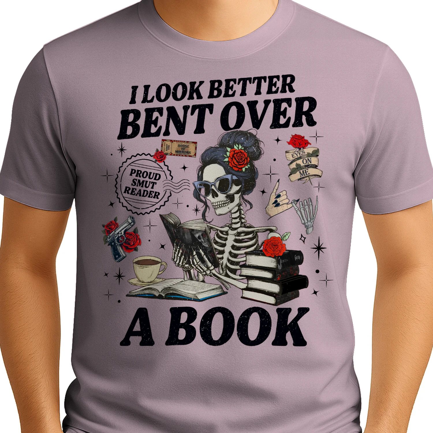 I Look Better Bent Over A Book Heavy Cotton Light Colors T-shirt 1 Side, Haunting Adeline Gildan Tee, Dark Romance Shirt, Book Lover Gifts