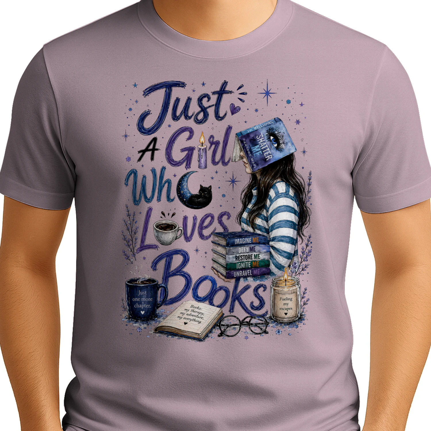 Just A Girl Who Lovers Books Heavy Cotton Light Colors T-shirt 1 Side, Shatter Me Gildan Tee, Romantasy Shirt, Book Lover Gifts