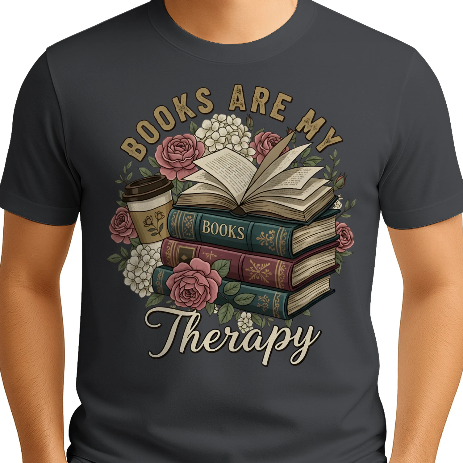 Book Are My Therapy V3 Heavy Cotton Dark Colors T-shirt 1 Side, Book Club Gildan Tee, Readers Club Shirt, Book Lover Gifts