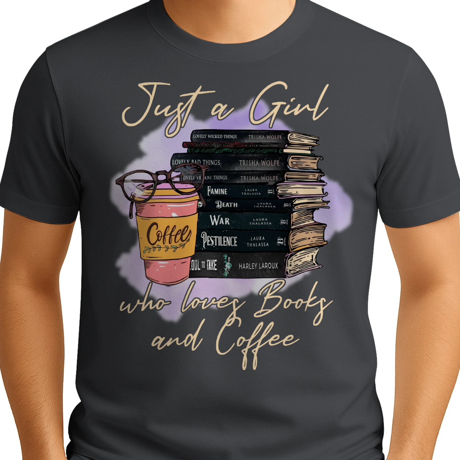 Girl Love Book And Coffee Heavy Cotton T-shirt 1 Side, Dark Romance Book Tee, Romantasy Book Shirt, Book Lover Gifts