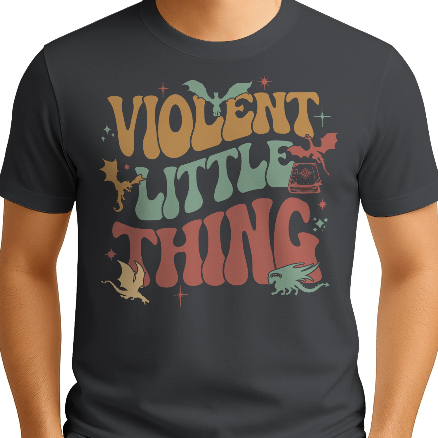 Violent Little Thing Heavy Cotton Dark Colors T-shirt 1 Side, Fourth Wing Gildan Tee, Romantasy Book Shirt, Book Lover Gifts