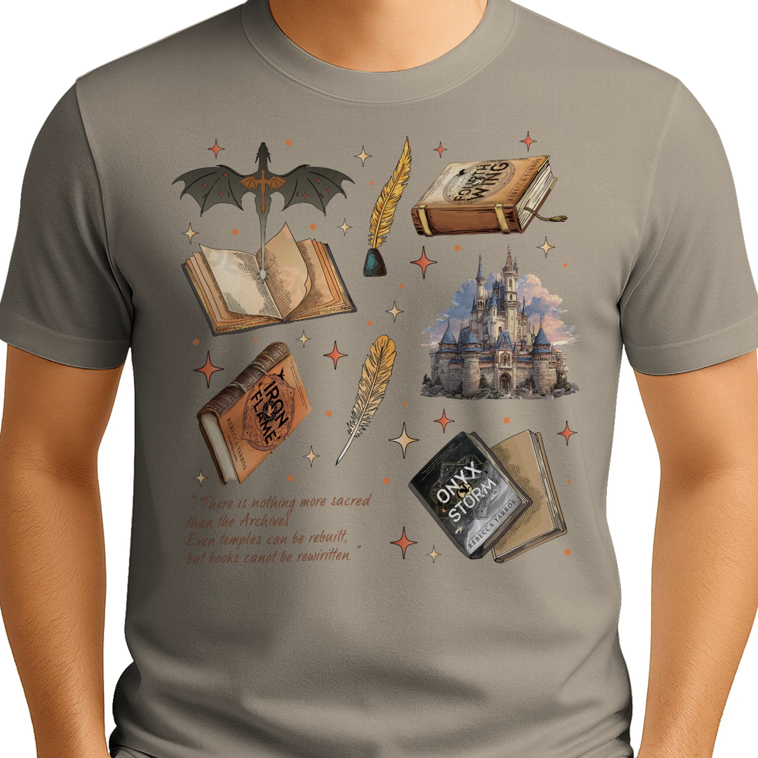Fourth Wing Heavy Cotton Light Colors T-shirt 1 Side, The Empyrean Series Gildan Tee, Fantasy Romance Book Shirt, Book Gifts