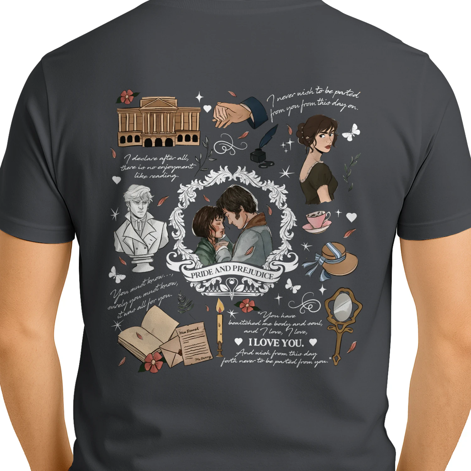 Pride & Prejudice Heavy Cotton T-Shirt 2 Side, Romance Tee, Classic Literature Shirt, Book Lover Gifts