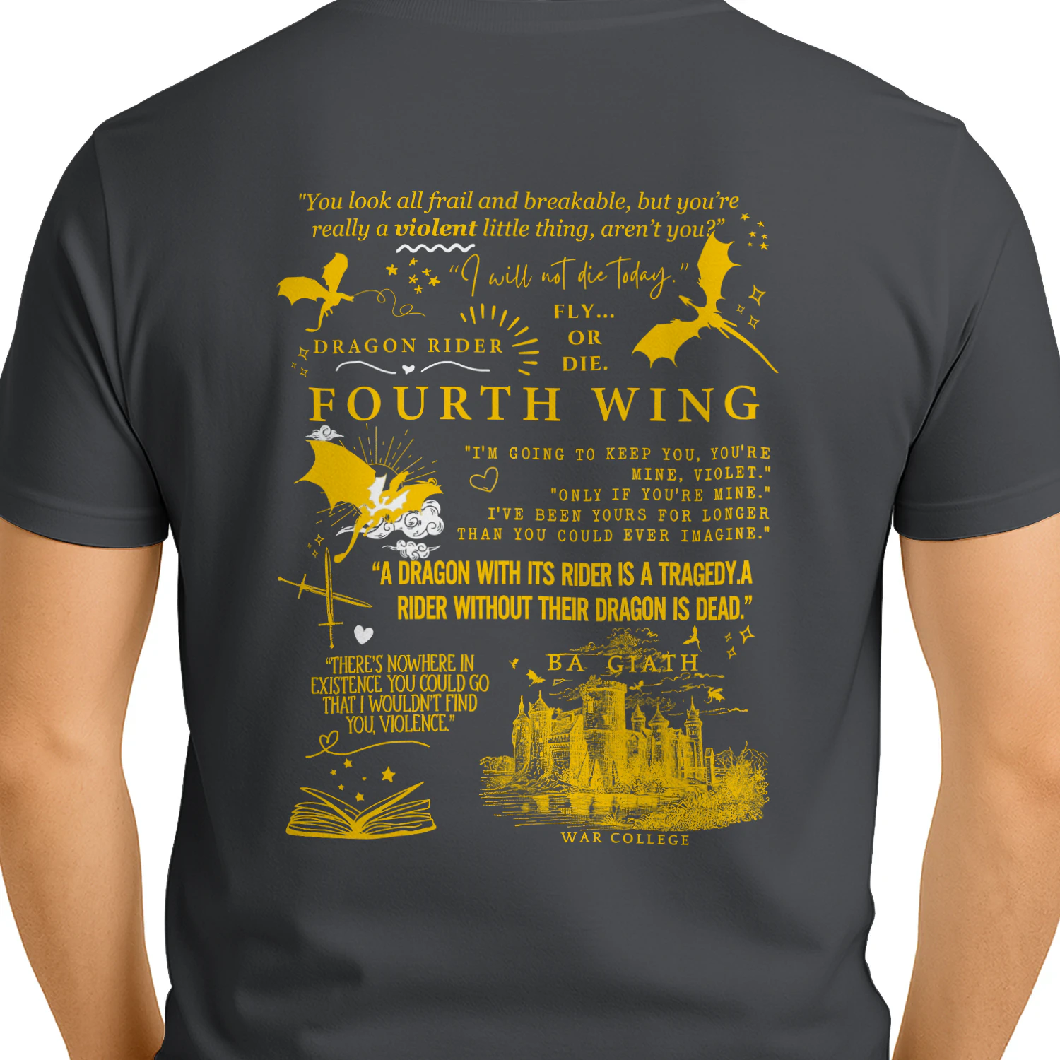 Basgiath War College Heavy Cotton Shirt 2 Side, Fourth Wing Series Tee, Romantasy Shirt, Book Lover Gifts