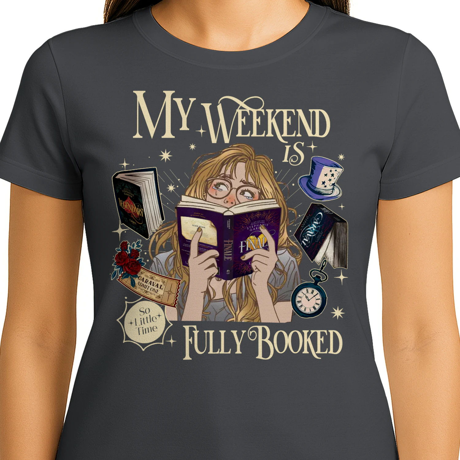 My Weekend Is Fully Booked Heavy Cotton Dark Colors T-shirt 2 Side, Caraval Series Gildan Tee, Young Adult Book Shirt, Book Lover Gifts