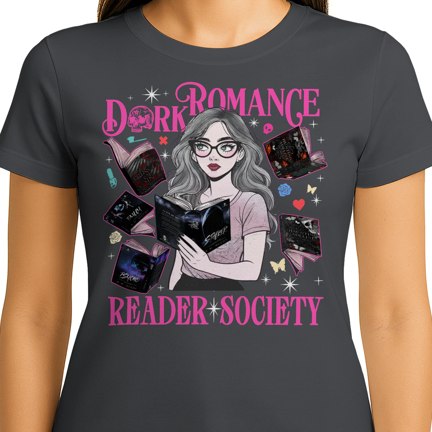 Reader Society Heavy Cotton T-shirt 1 Side, Dark Romance Book Tee, Romantasy Book Shirt, Book Lover Gifts