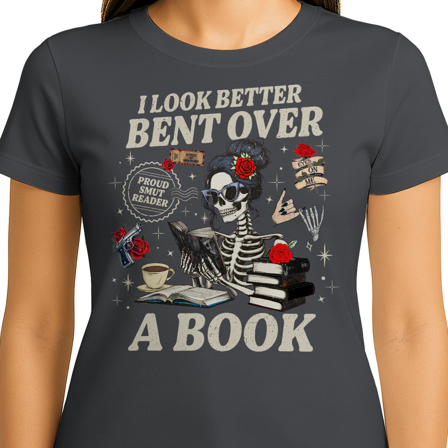 I Look Better Bent Over A Book Heavy Cotton Dark Colors T-shirt 1 Side, Haunting Adeline Gildan Tee, Dark Romance Shirt, Book Lover Gifts
